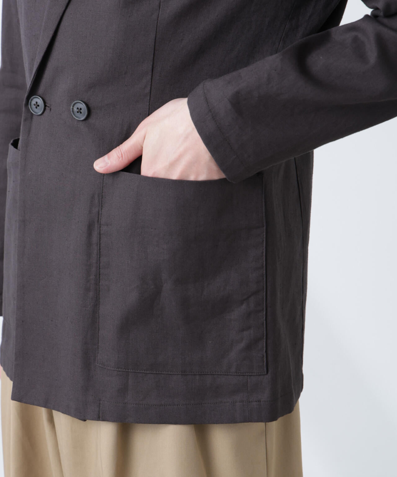 「BELGIUM LINEN FABRICS」リネンコットンダブルジャケット(セットアップ可) 6685116205