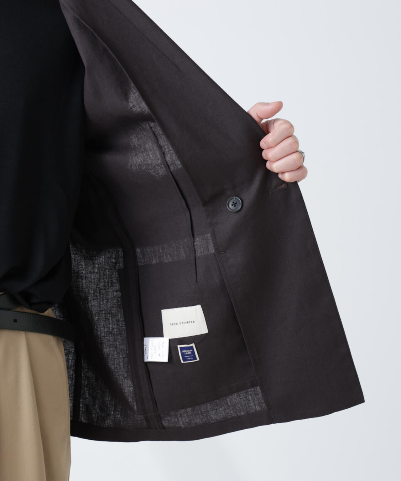 「BELGIUM LINEN FABRICS」リネンコットンダブルジャケット(セットアップ可) 6685116205