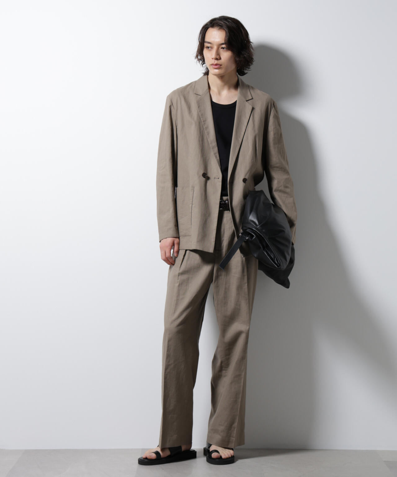 「BELGIUM LINEN FABRICS」リネンコットンダブルジャケット(セットアップ可) 6685116205