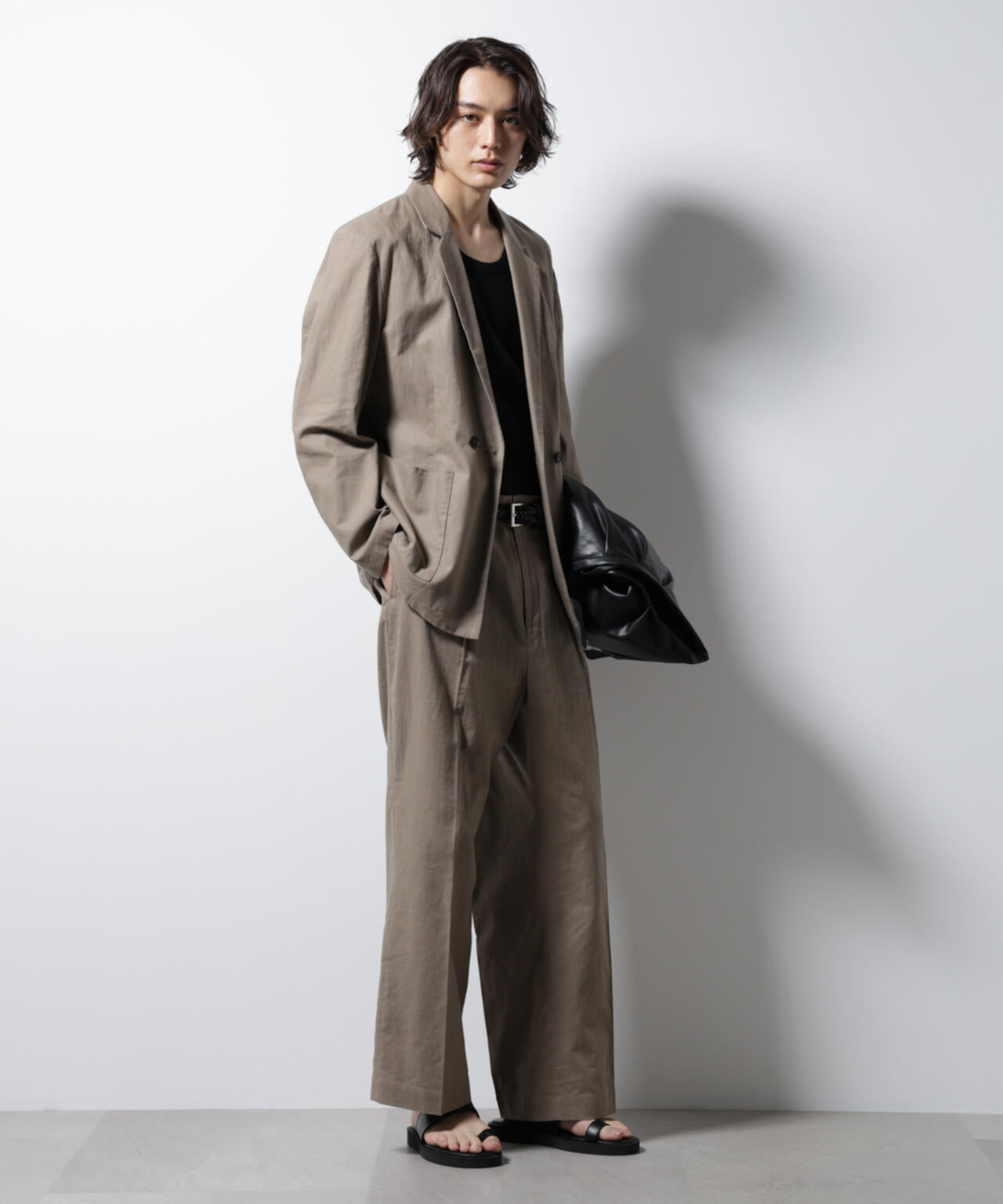 「BELGIUM LINEN FABRICS」リネンコットンダブルジャケット(セットアップ可) 6685116205