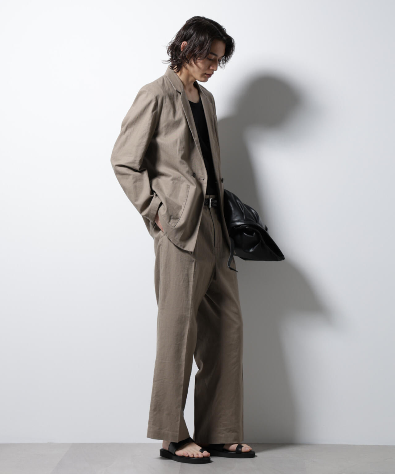 「BELGIUM LINEN FABRICS」リネンコットンダブルジャケット(セットアップ可) 6685116205