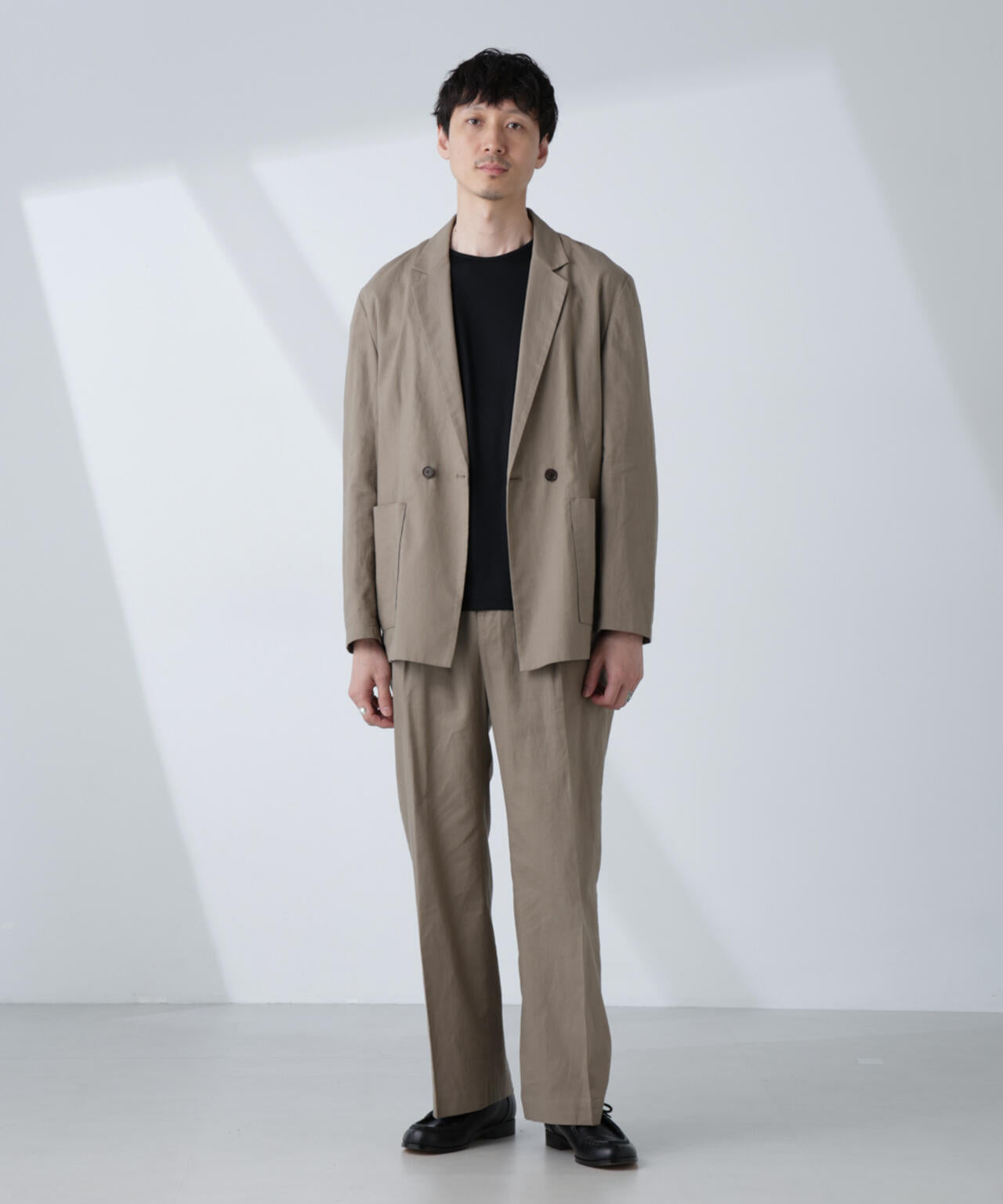 「BELGIUM LINEN FABRICS」リネンコットンダブルジャケット(セットアップ可) 6685116205