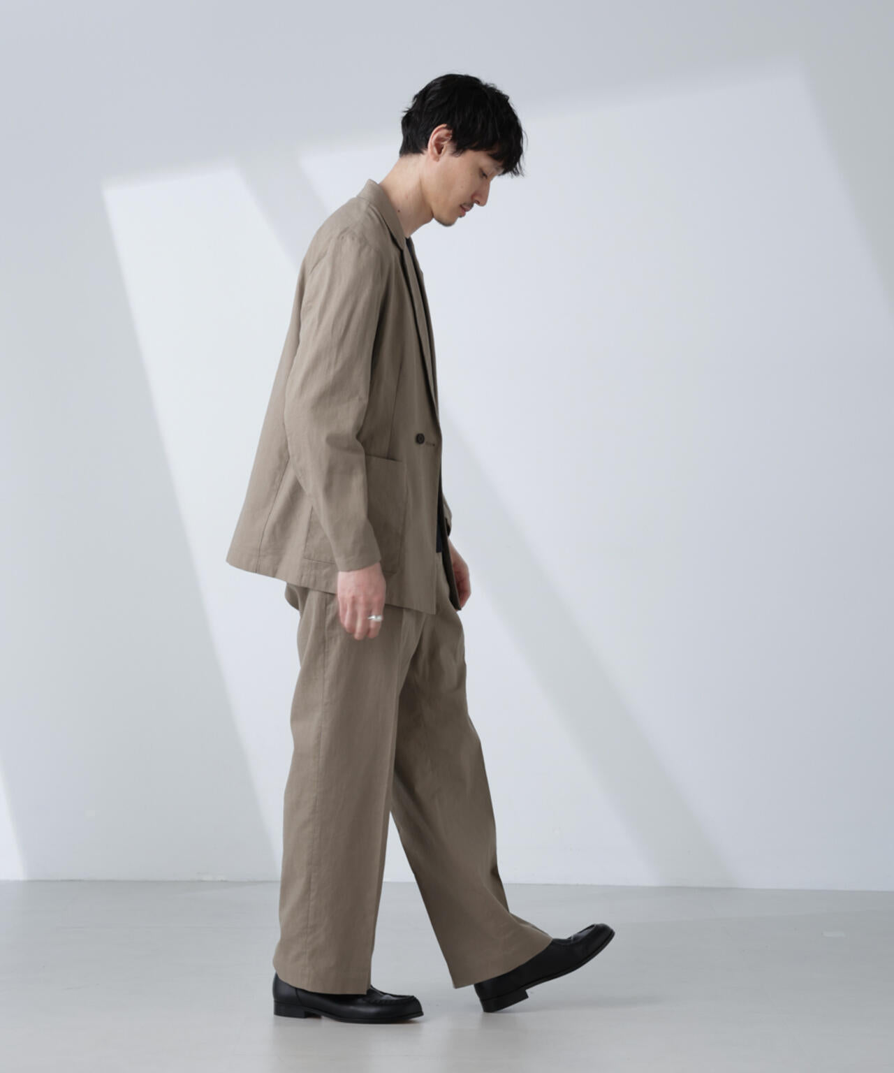 「BELGIUM LINEN FABRICS」リネンコットンダブルジャケット(セットアップ可) 6685116205