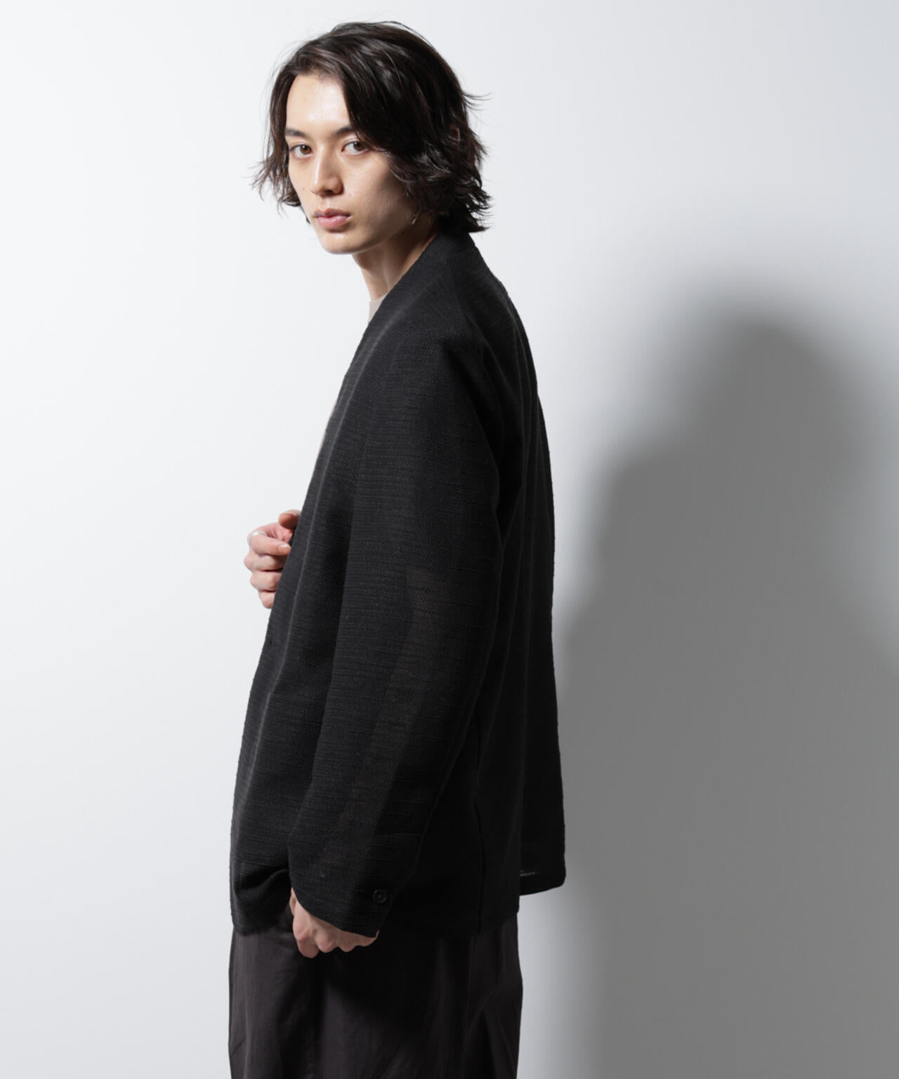 スラブラメ ノーカラージャケット 6685116209