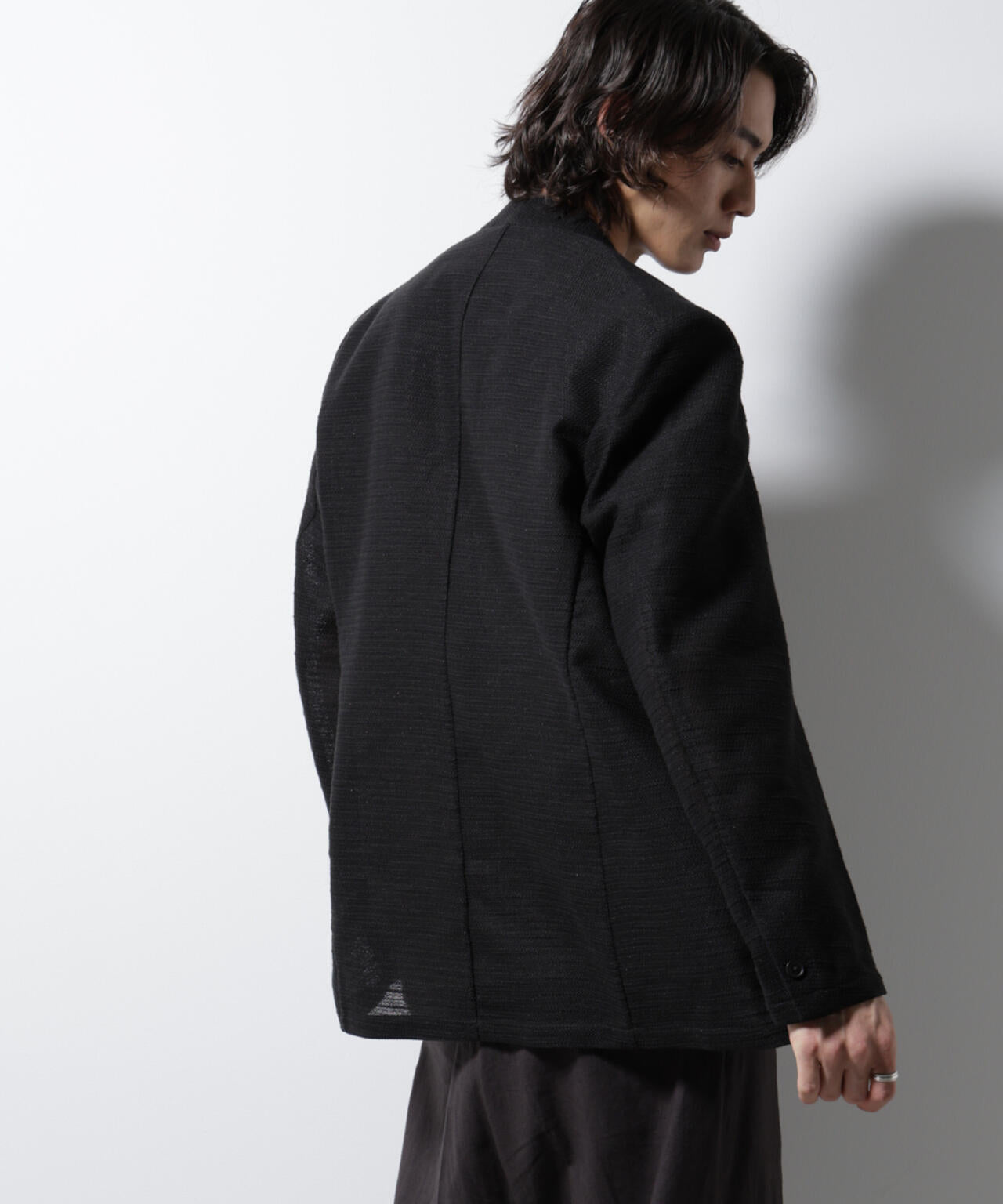 スラブラメ ノーカラージャケット 6685116209