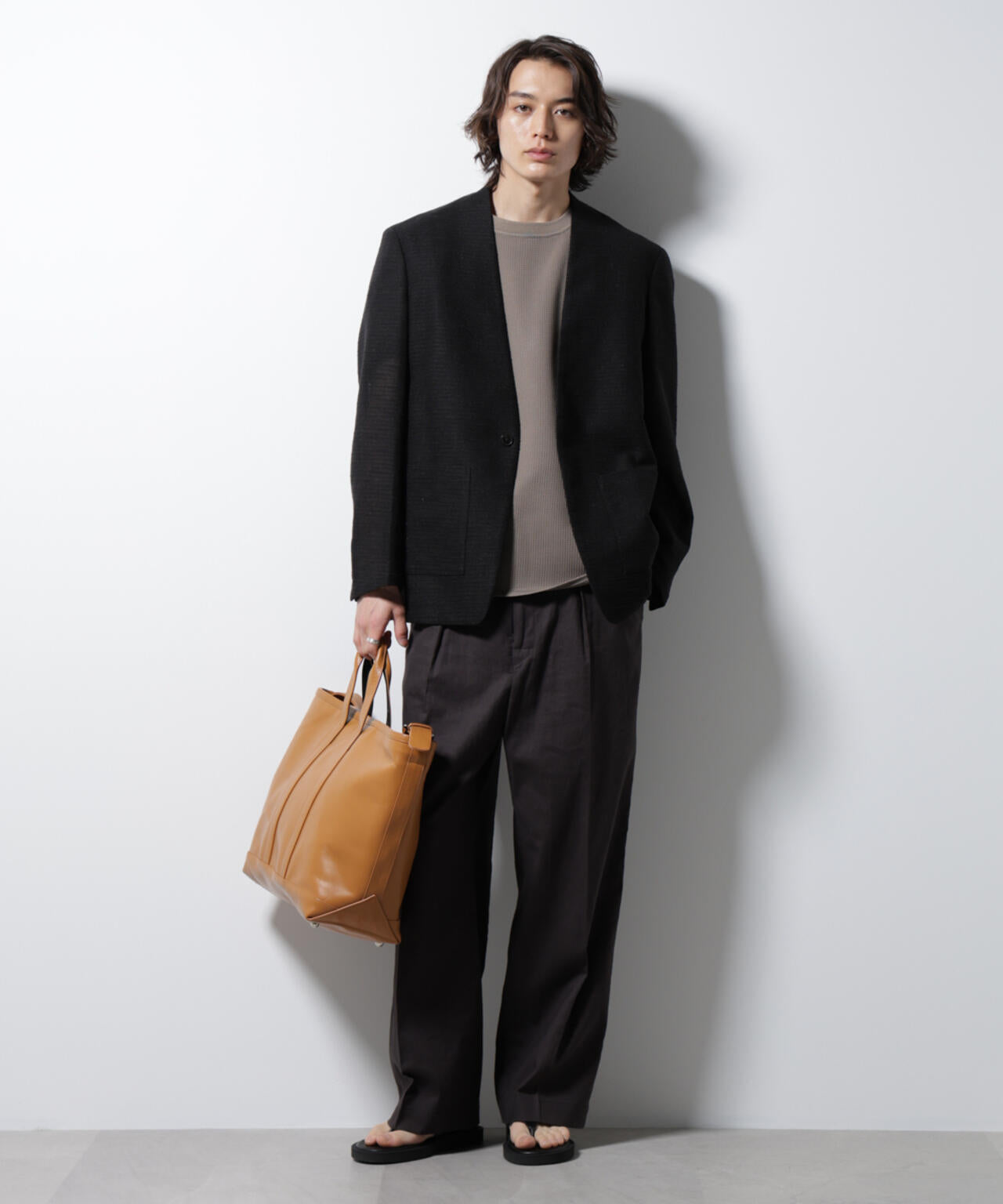 スラブラメ ノーカラージャケット 6685116209