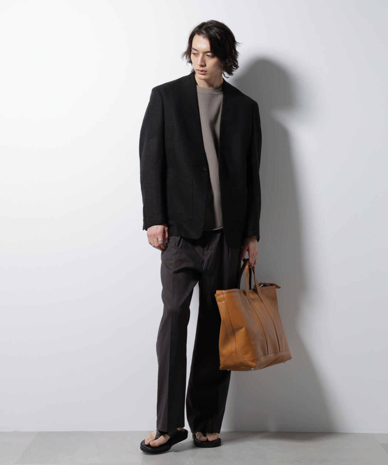 スラブラメ ノーカラージャケット 6685116209