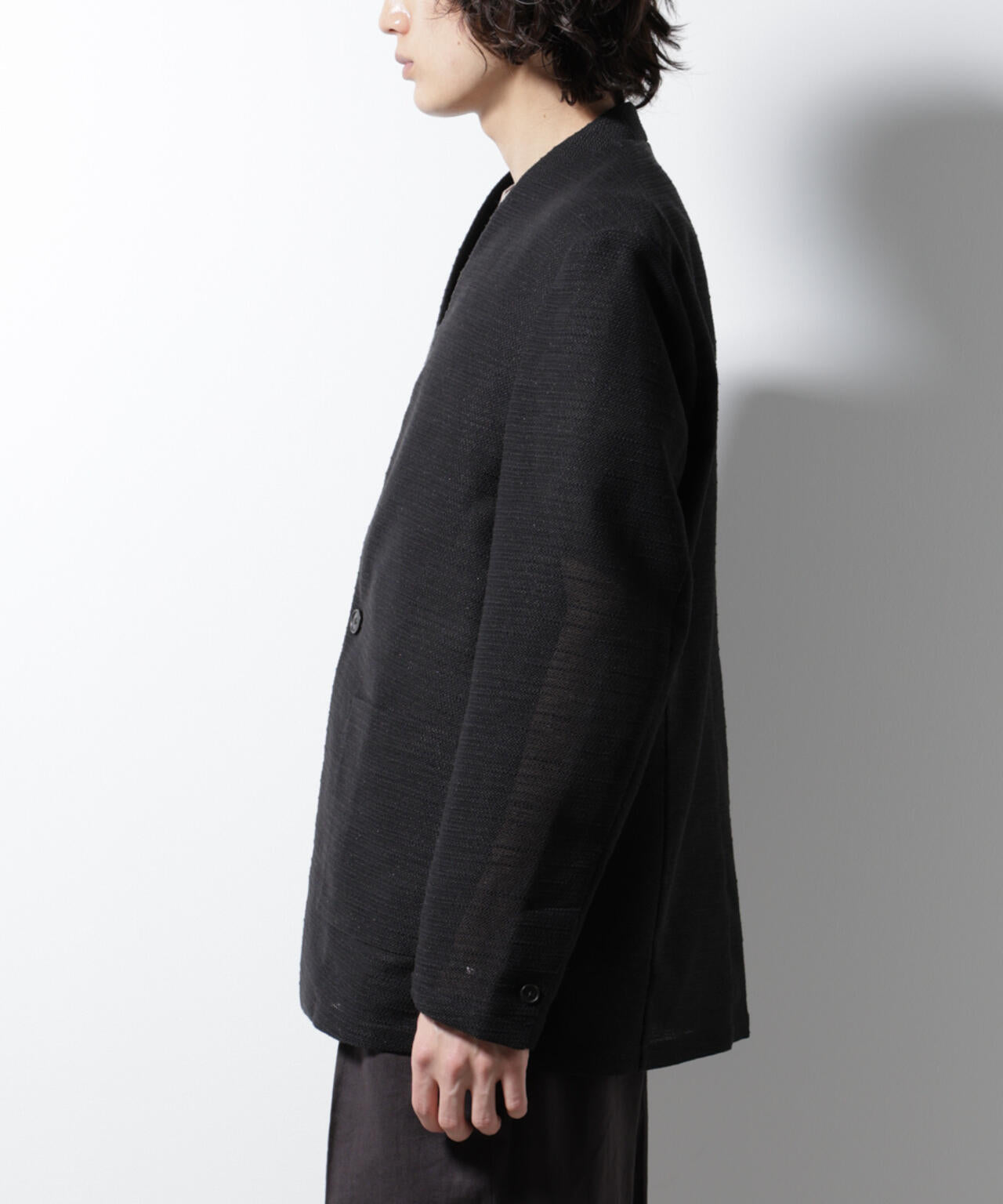 スラブラメ ノーカラージャケット 6685116209