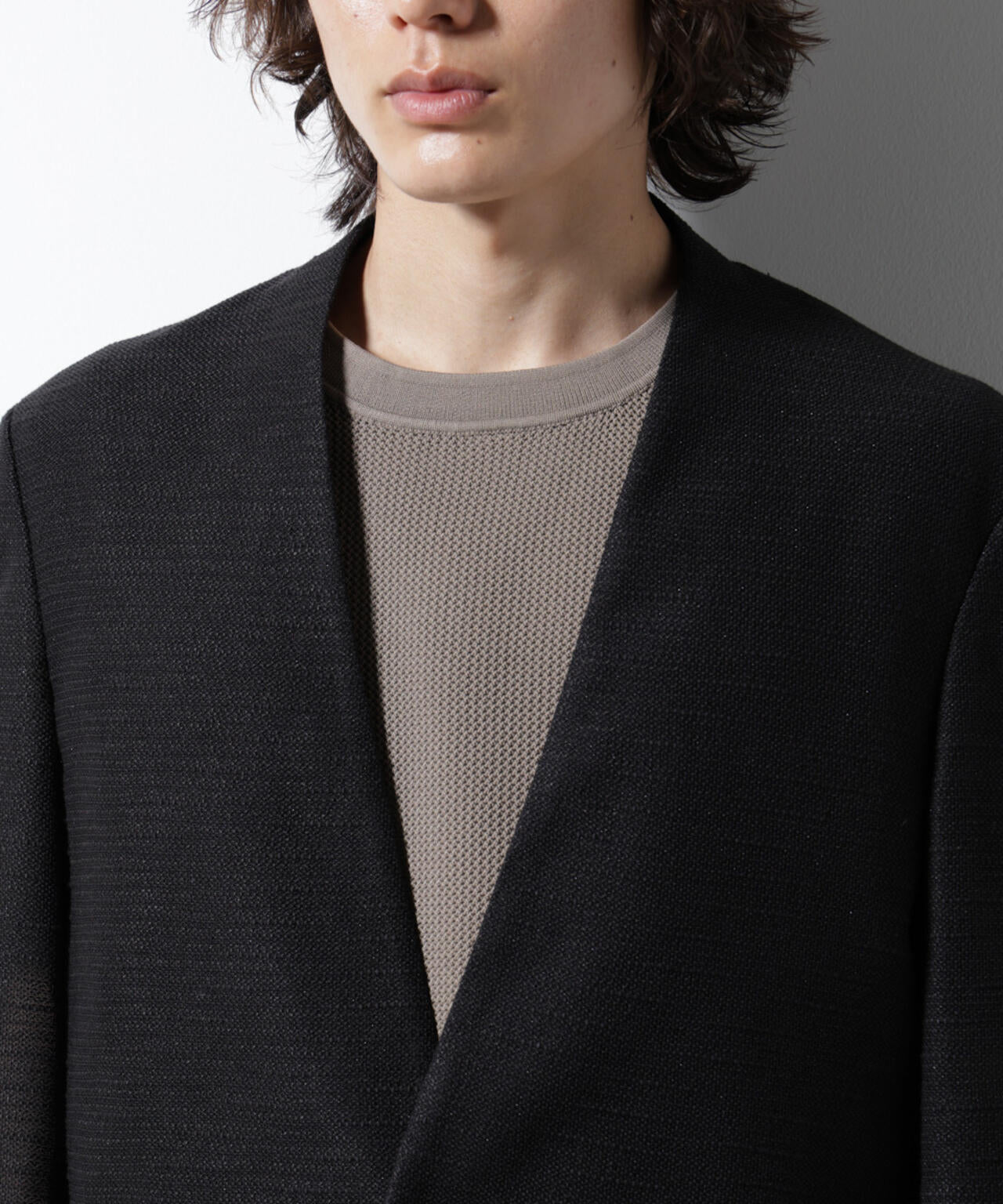 スラブラメ ノーカラージャケット 6685116209