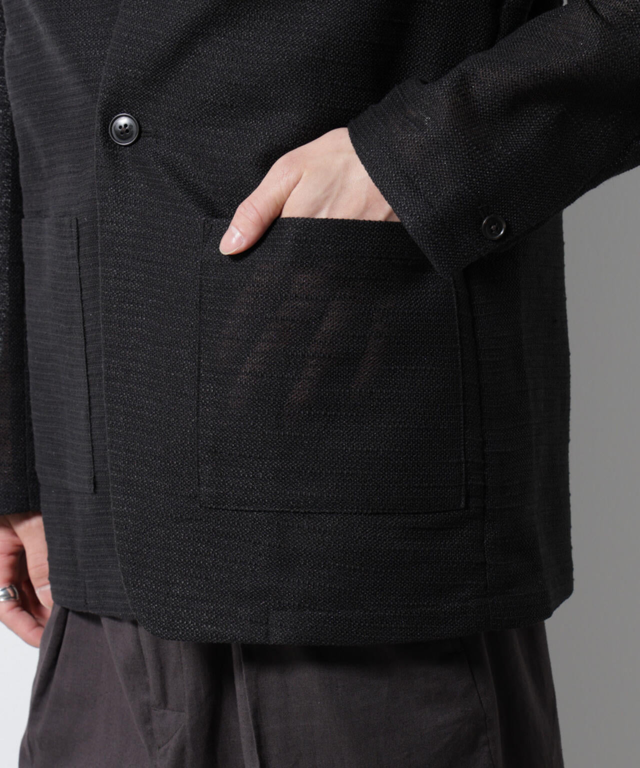 スラブラメ ノーカラージャケット 6685116209