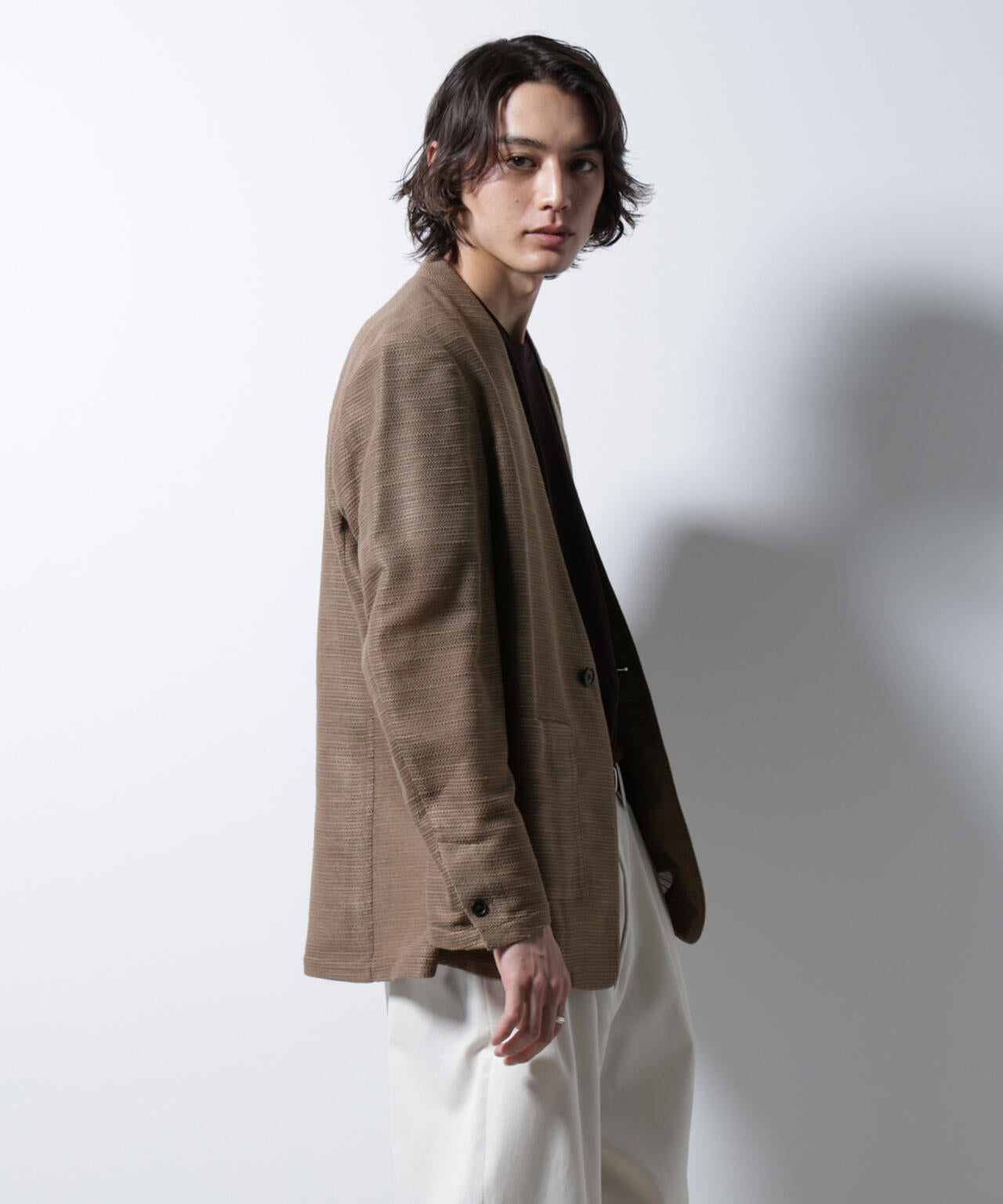 スラブラメ ノーカラージャケット 6685116209