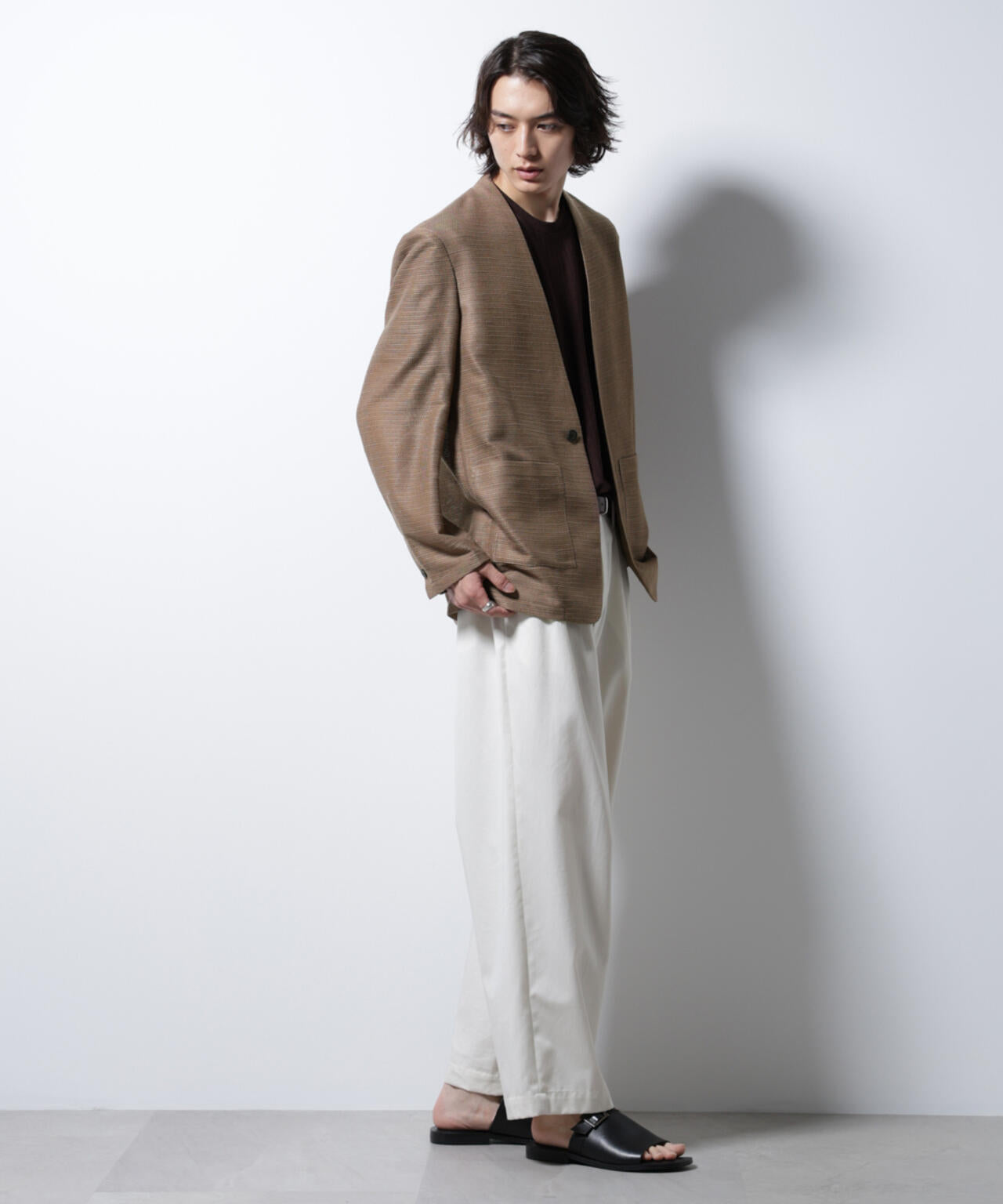 スラブラメ ノーカラージャケット 6685116209