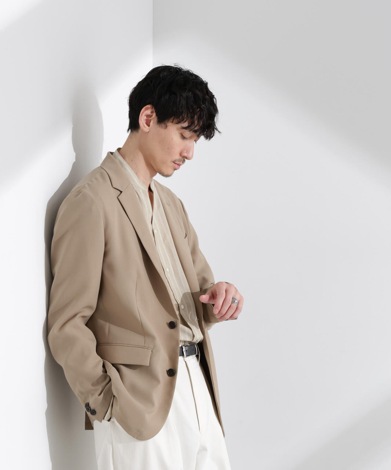 「N JACKET PREMIUM」強撚ピケストレッチジャケット(セットアップ可) 6685117201