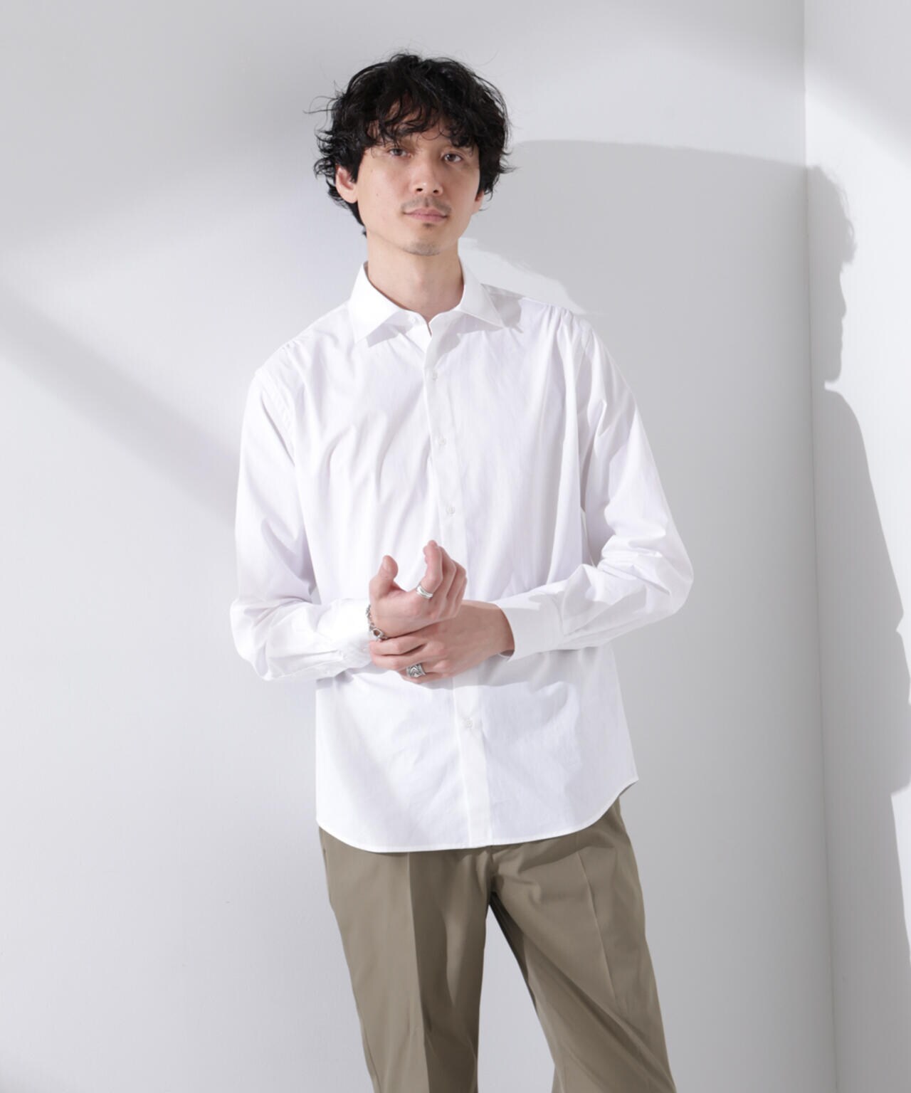 「N shirt」Anti Soaked(R) 汗染み防止セミワイドカラーシャツ長袖 6685120201