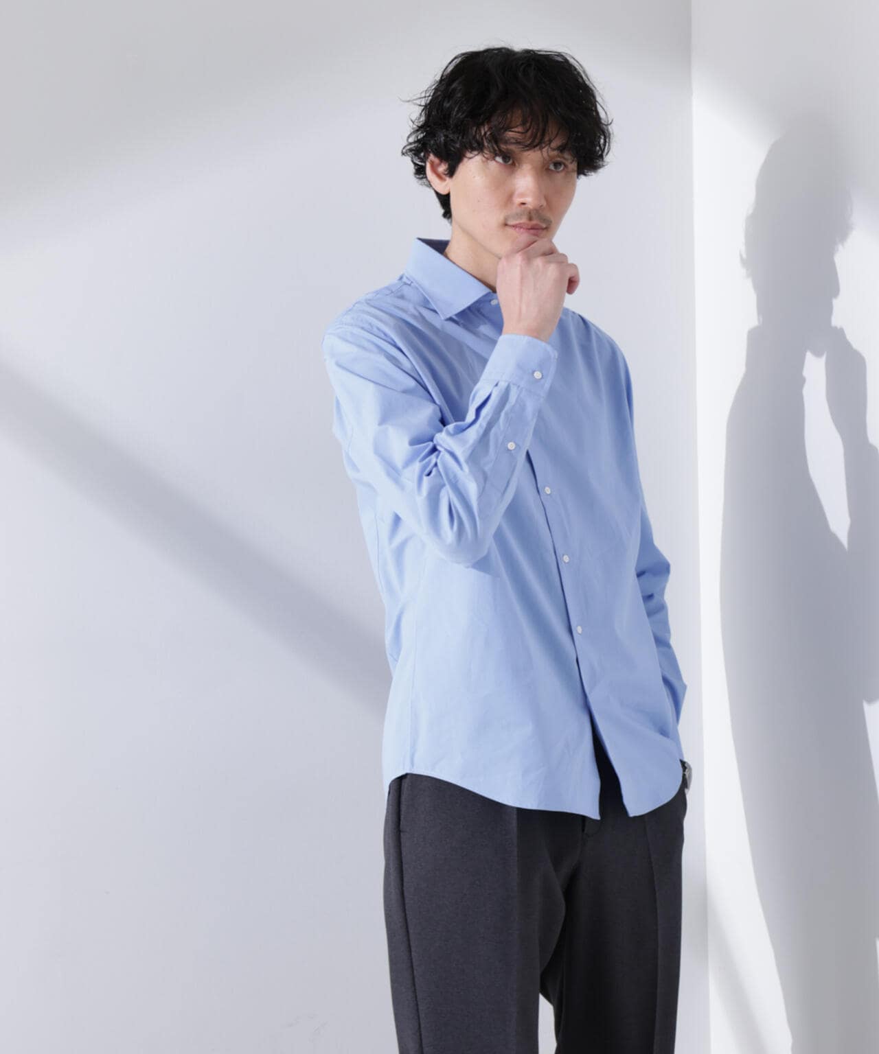 「N shirt」Anti Soaked(R) 汗染み防止セミワイドカラーシャツ長袖 6685120201