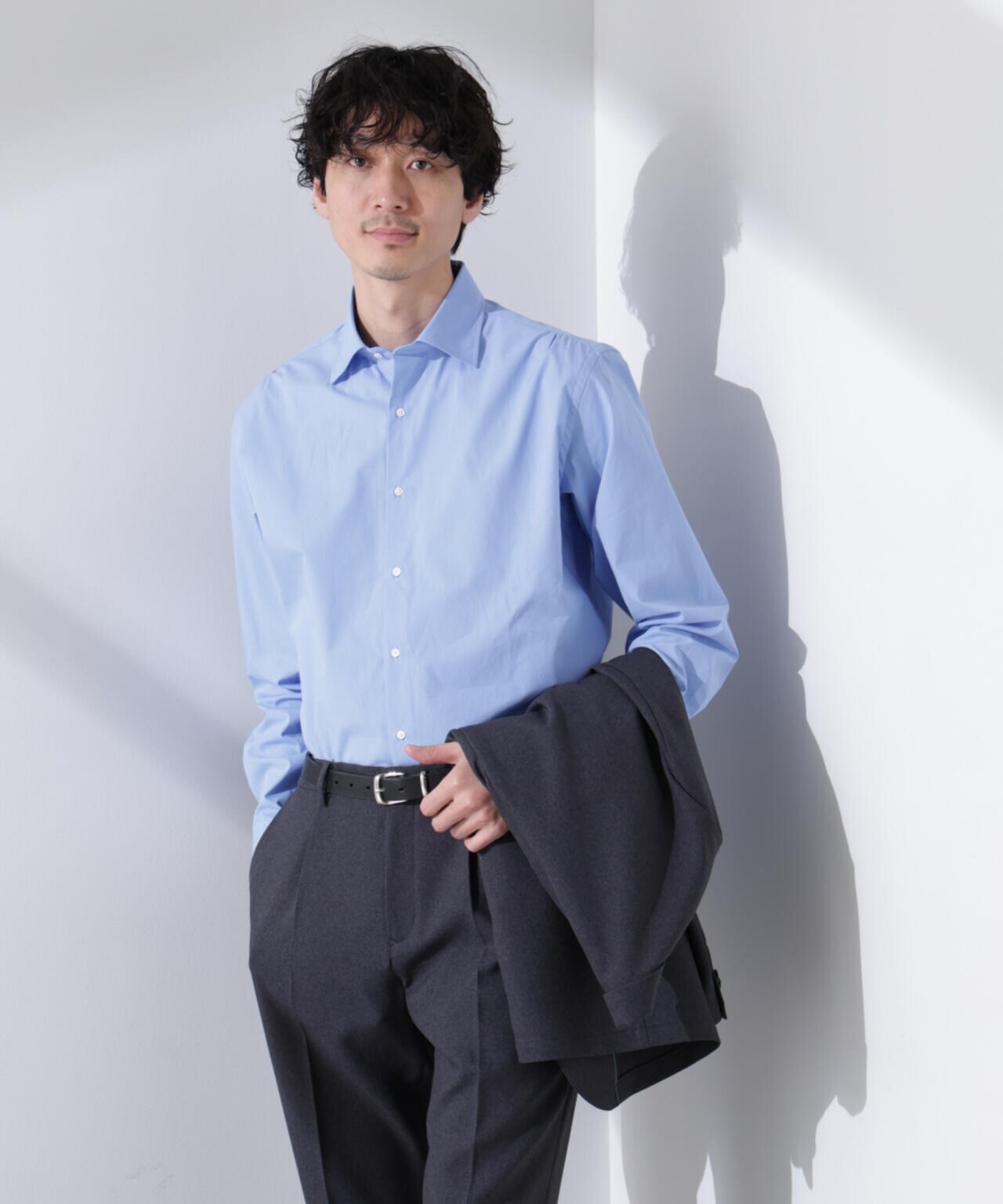 「N shirt」Anti Soaked(R) 汗染み防止セミワイドカラーシャツ長袖 6685120201
