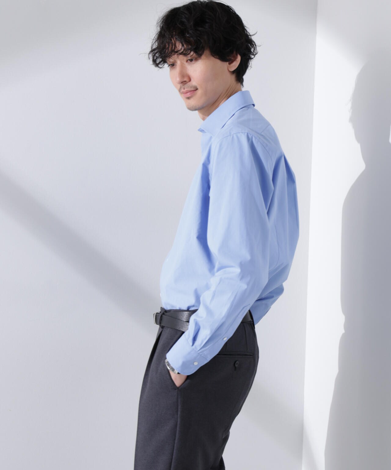 「N shirt」Anti Soaked(R) 汗染み防止セミワイドカラーシャツ長袖 6685120201