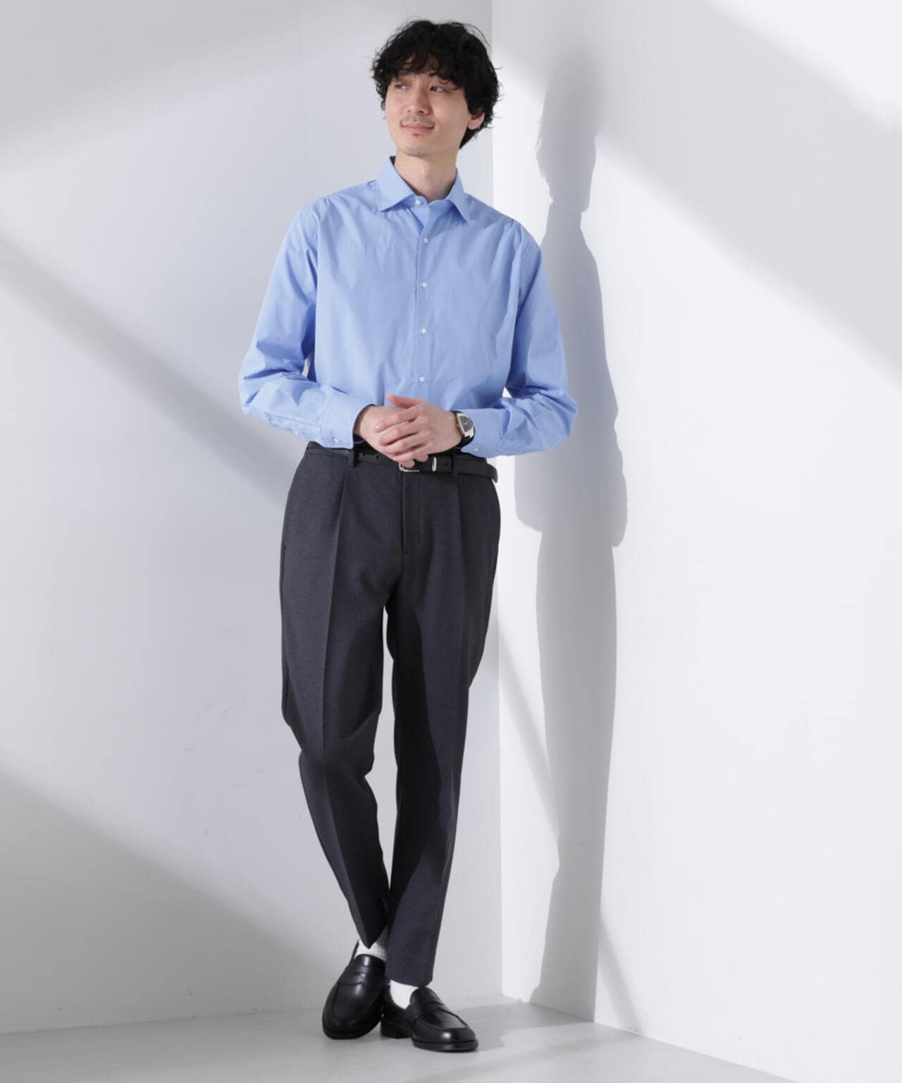 「N shirt」Anti Soaked(R) 汗染み防止セミワイドカラーシャツ長袖 6685120201
