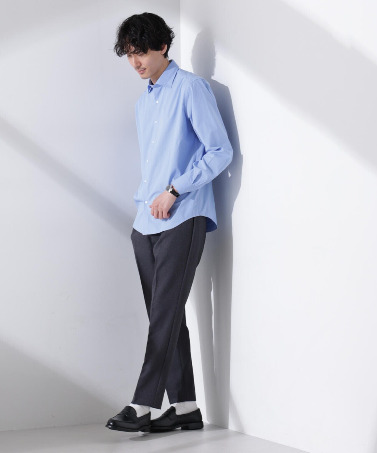 「N shirt」Anti Soaked(R) 汗染み防止セミワイドカラーシャツ長袖 6685120201