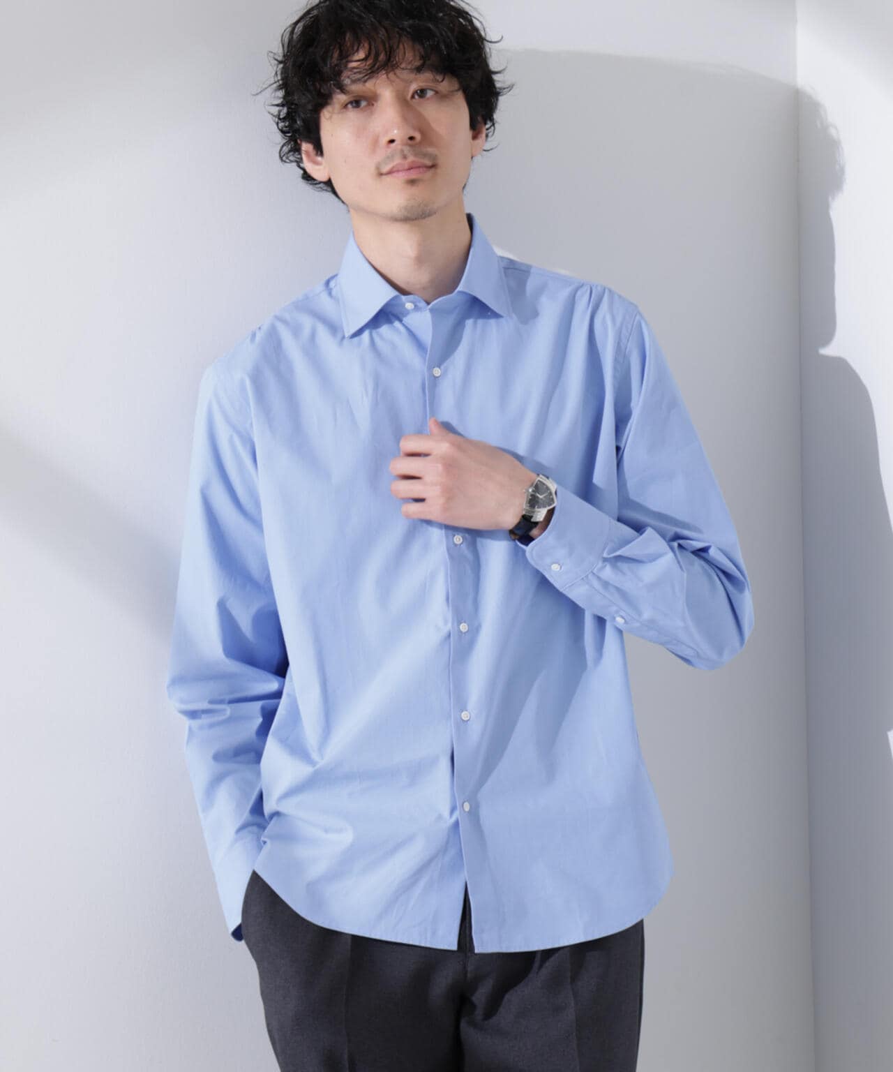 「N shirt」Anti Soaked(R) 汗染み防止セミワイドカラーシャツ長袖 6685120201