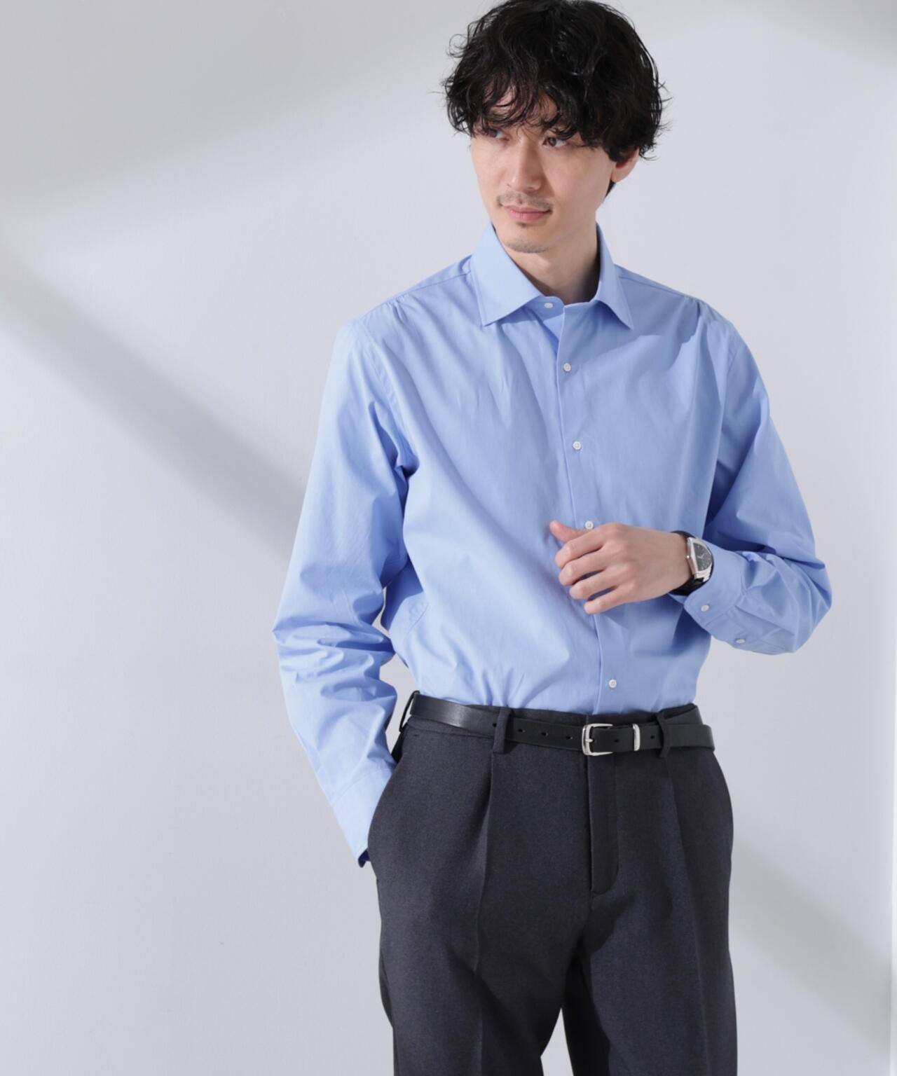 「N shirt」Anti Soaked(R) 汗染み防止セミワイドカラーシャツ長袖 6685120201