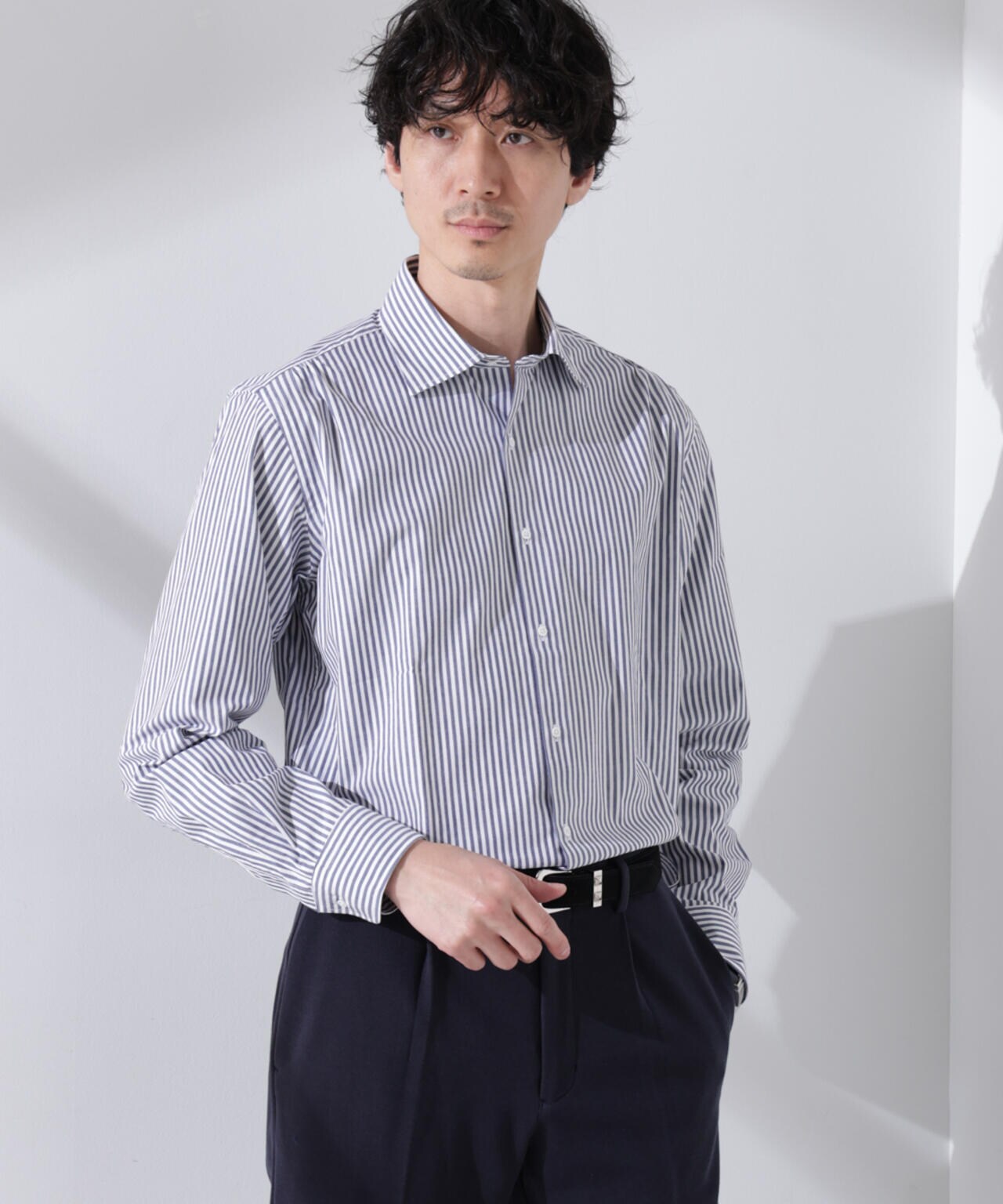 「N shirt」Anti Soaked(R) 汗染み防止セミワイドカラーシャツ長袖 6685120201