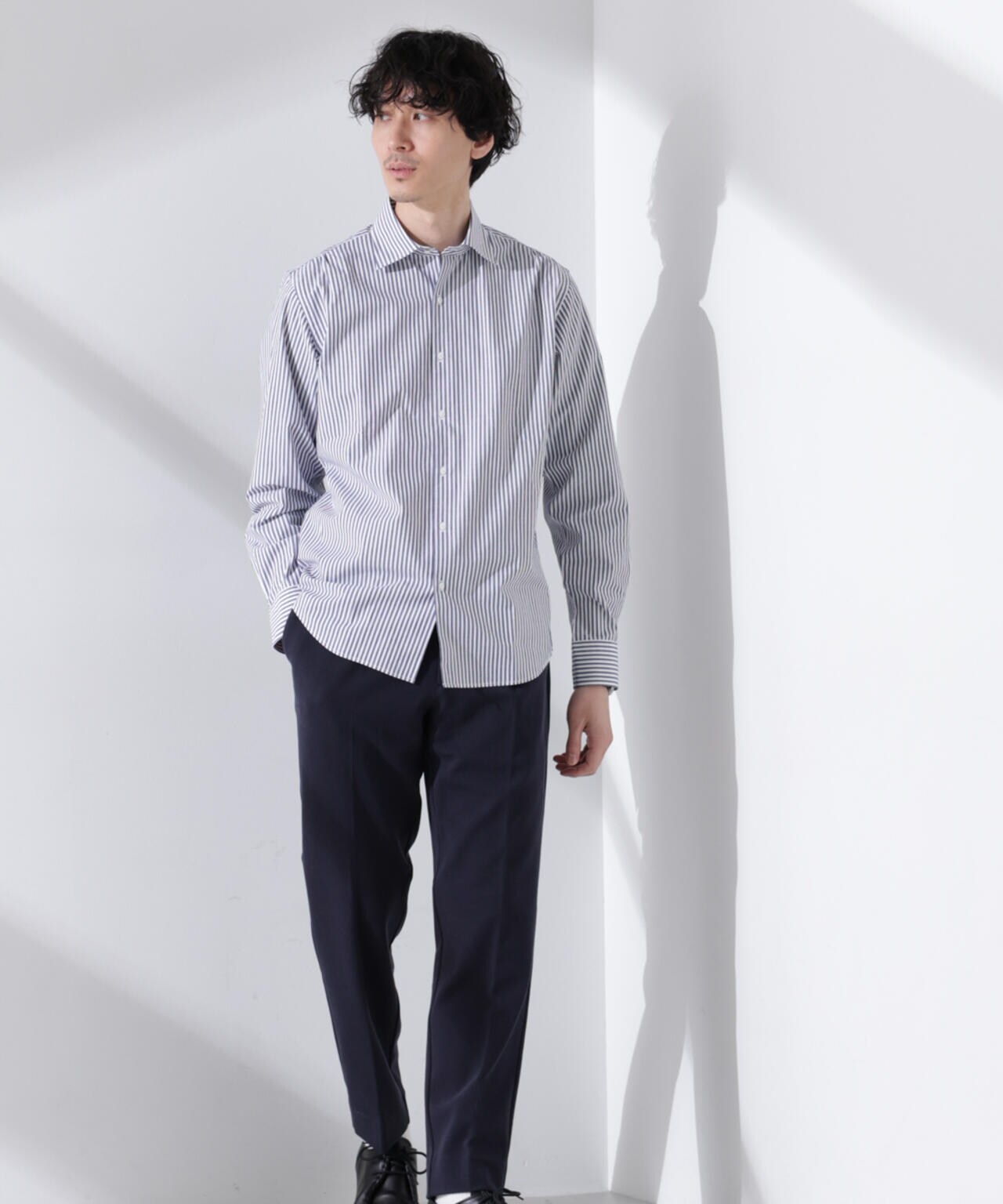 「N shirt」Anti Soaked(R) 汗染み防止セミワイドカラーシャツ長袖 6685120201