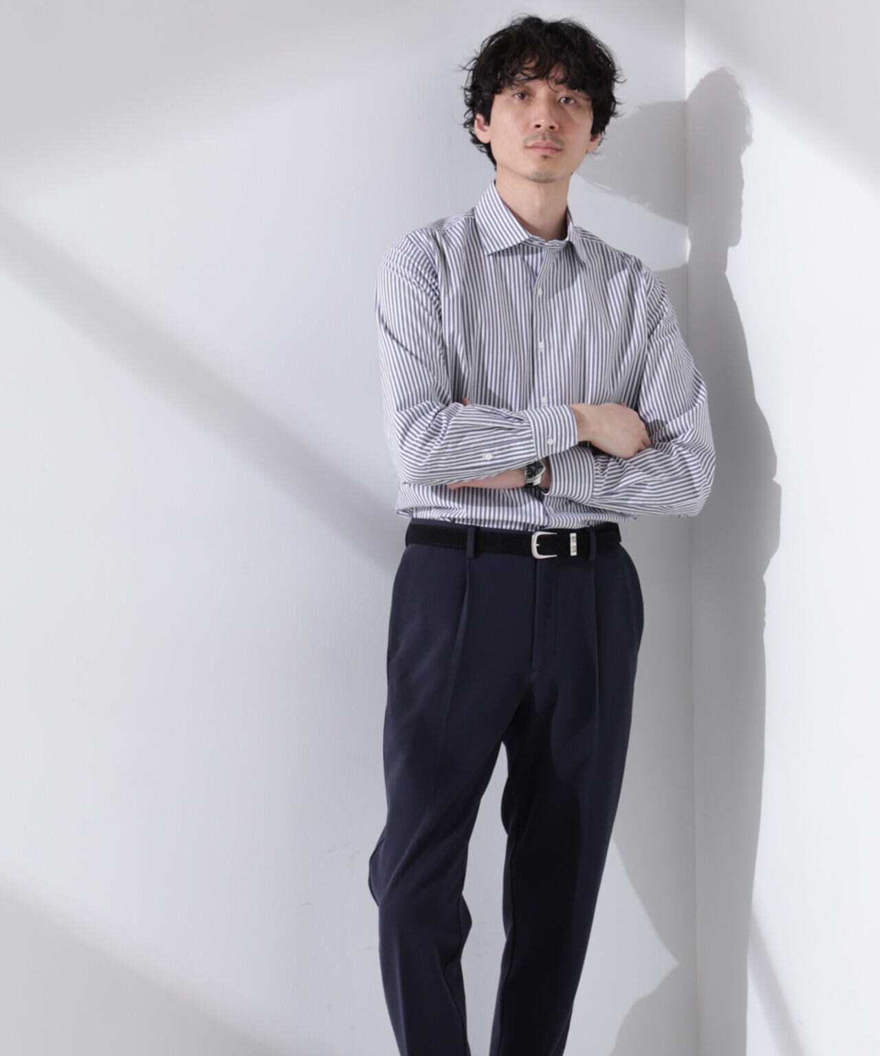 「N shirt」Anti Soaked(R) 汗染み防止セミワイドカラーシャツ長袖 6685120201