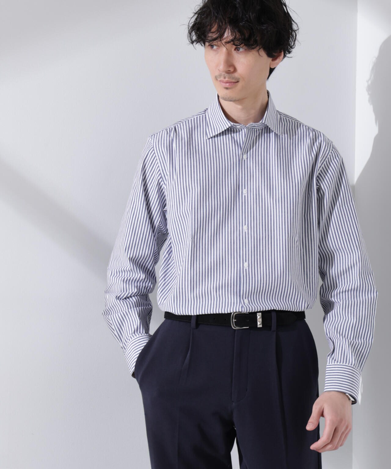 「N shirt」Anti Soaked(R) 汗染み防止セミワイドカラーシャツ長袖 6685120201