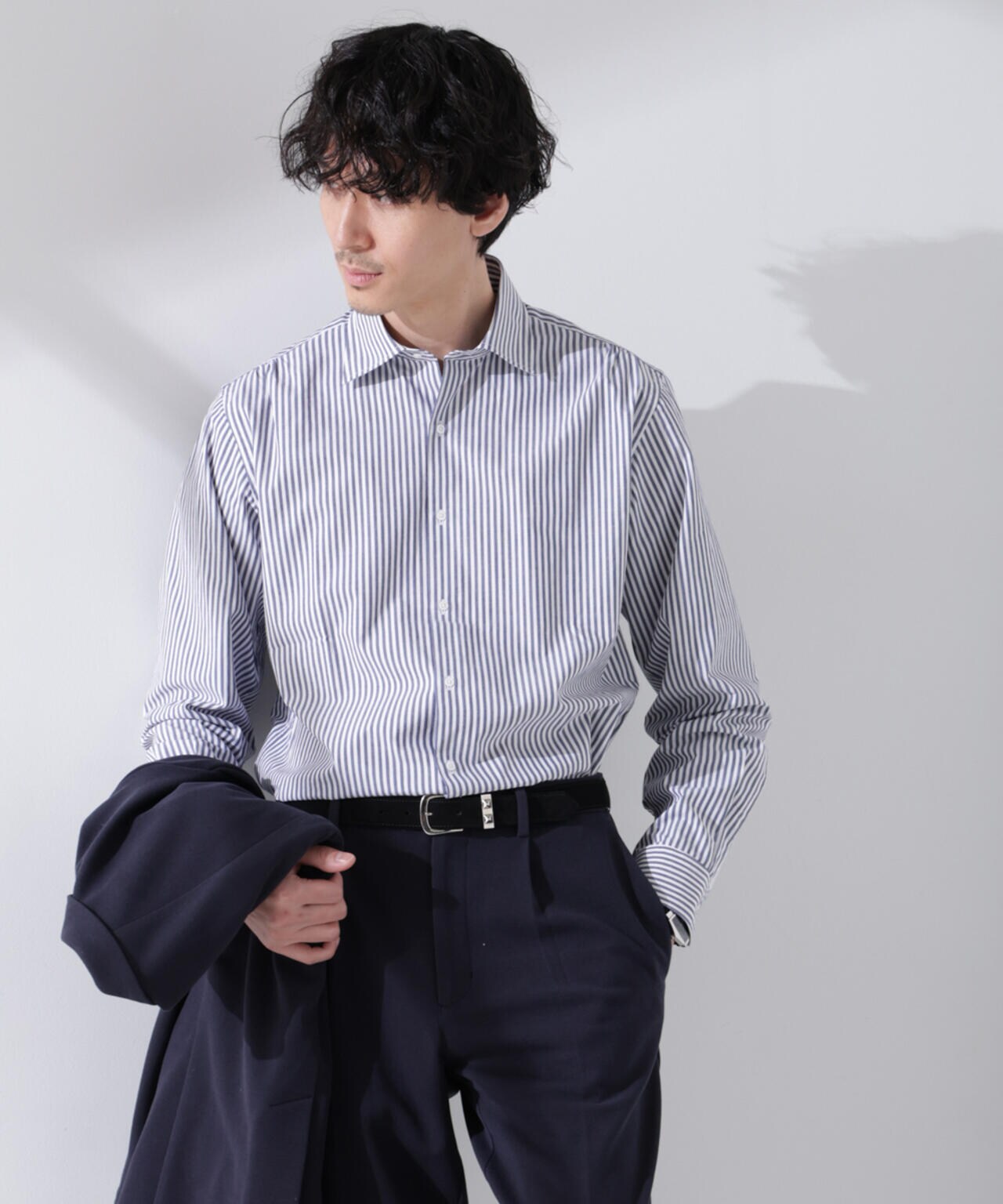 「N shirt」Anti Soaked(R) 汗染み防止セミワイドカラーシャツ長袖 6685120201
