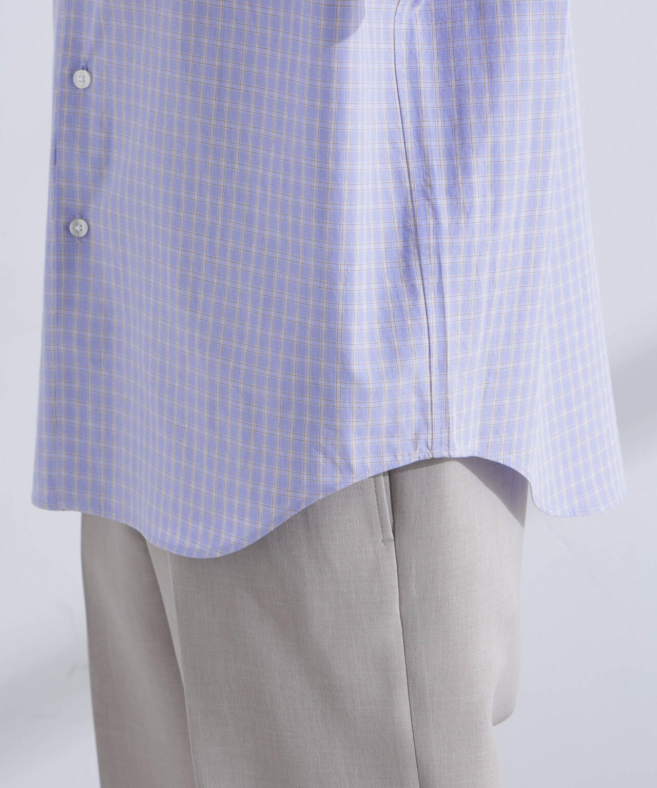 タイプライターチェックステンカラーシャツ 長袖 6685120209