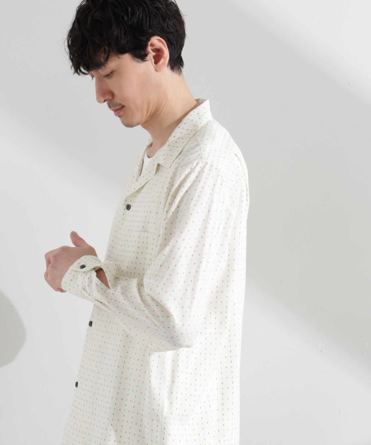 小紋オープンカラーシャツ 長袖 6685120210