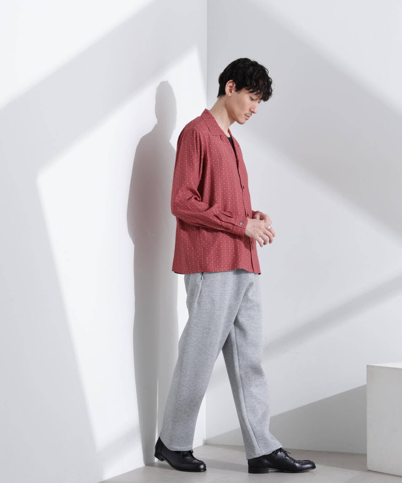 小紋オープンカラーシャツ 長袖 6685120210