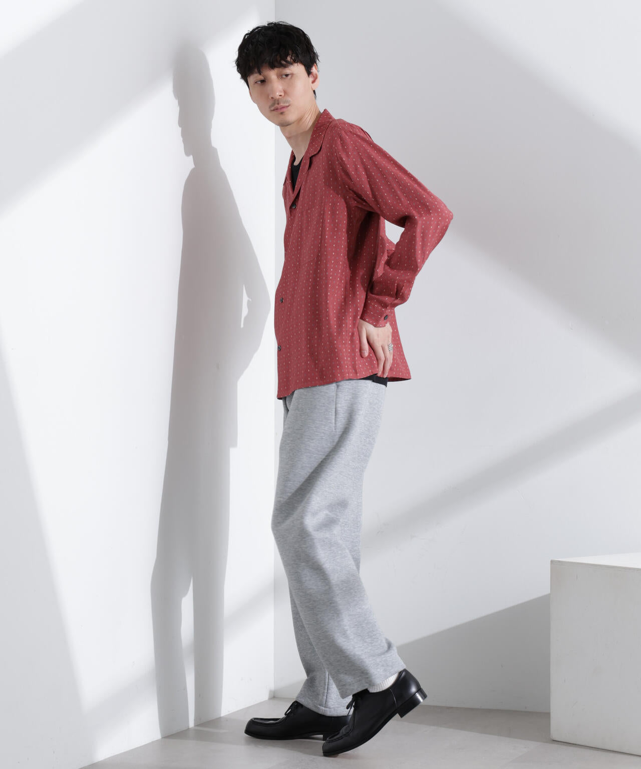 小紋オープンカラーシャツ 長袖 6685120210