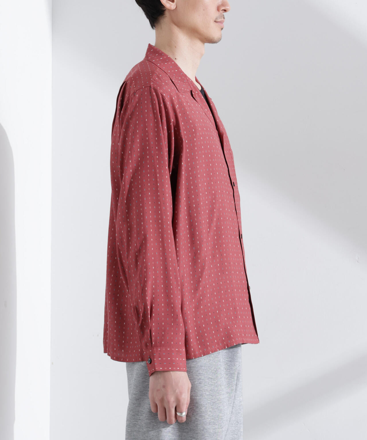 小紋オープンカラーシャツ 長袖 6685120210