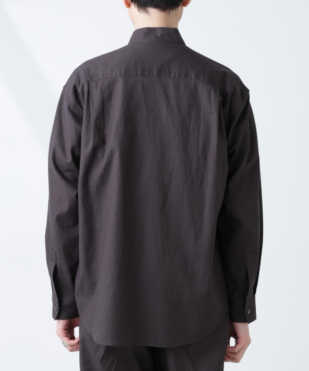「BELGIUM LINEN FABRICS」リネンコットンスタンドカラーシャツ 6685120219