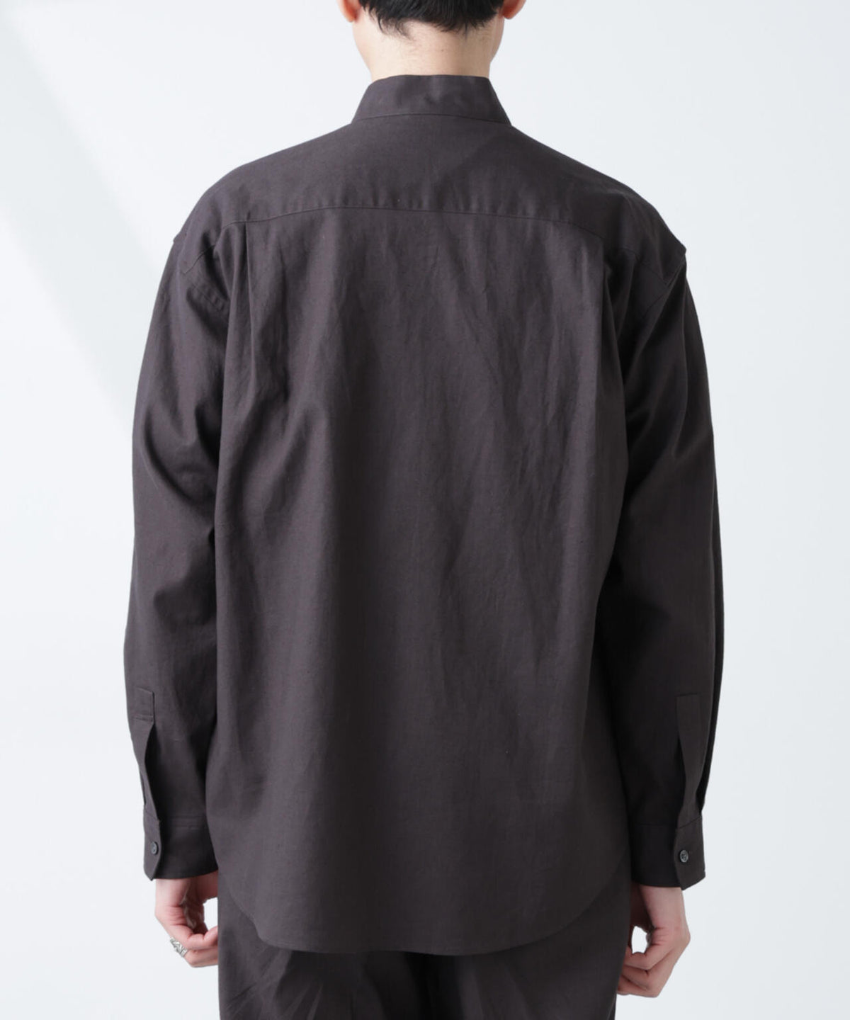 「BELGIUM LINEN FABRICS」リネンコットンスタンドカラーシャツ 6685120219