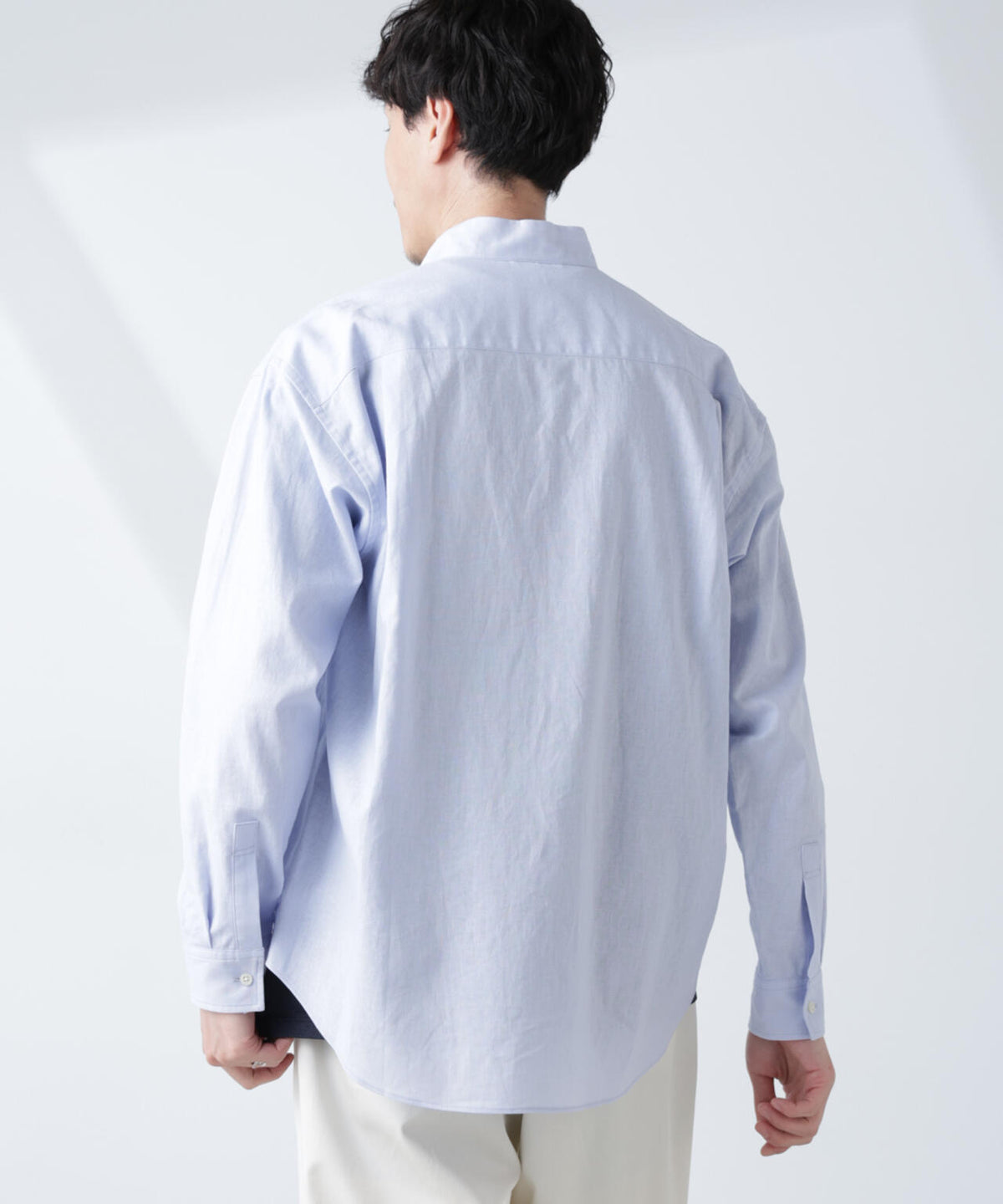 「BELGIUM LINEN FABRICS」リネンコットンスタンドカラーシャツ 6685120219