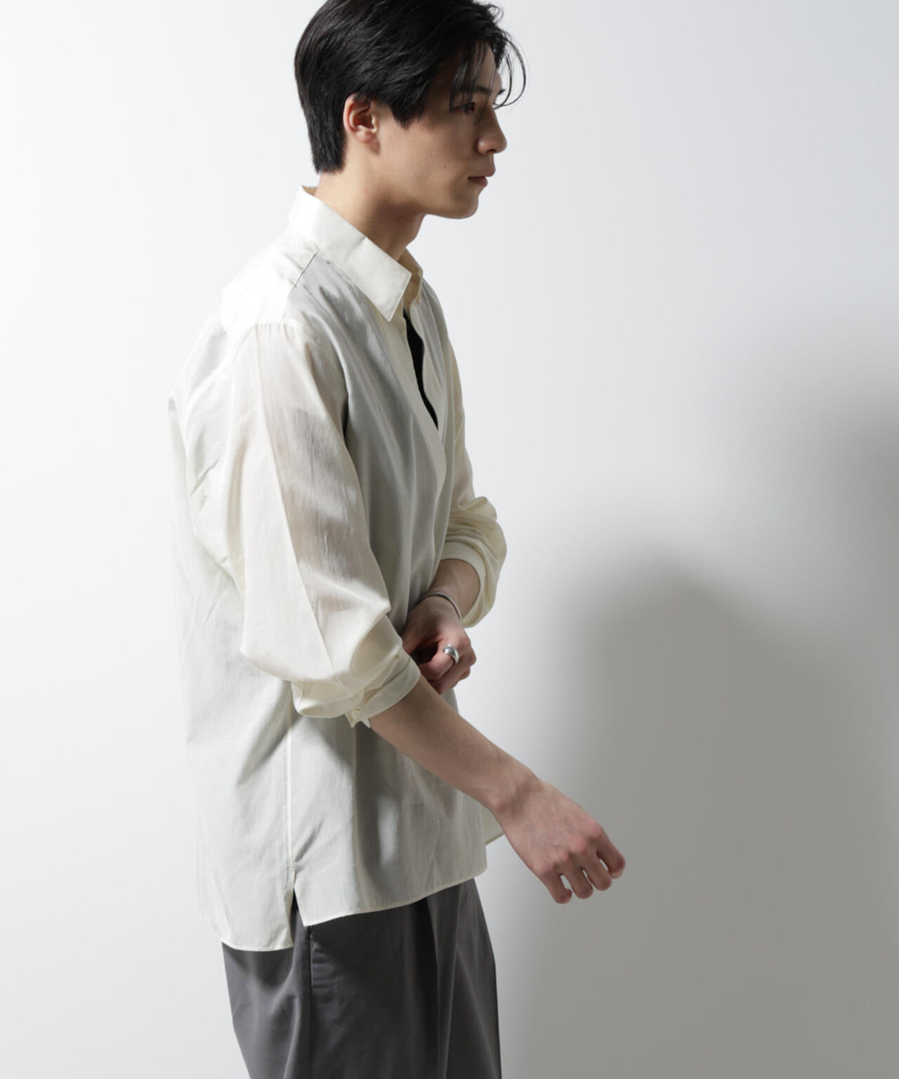 キュプラコットンバルーズシャツ 長袖 6685120223