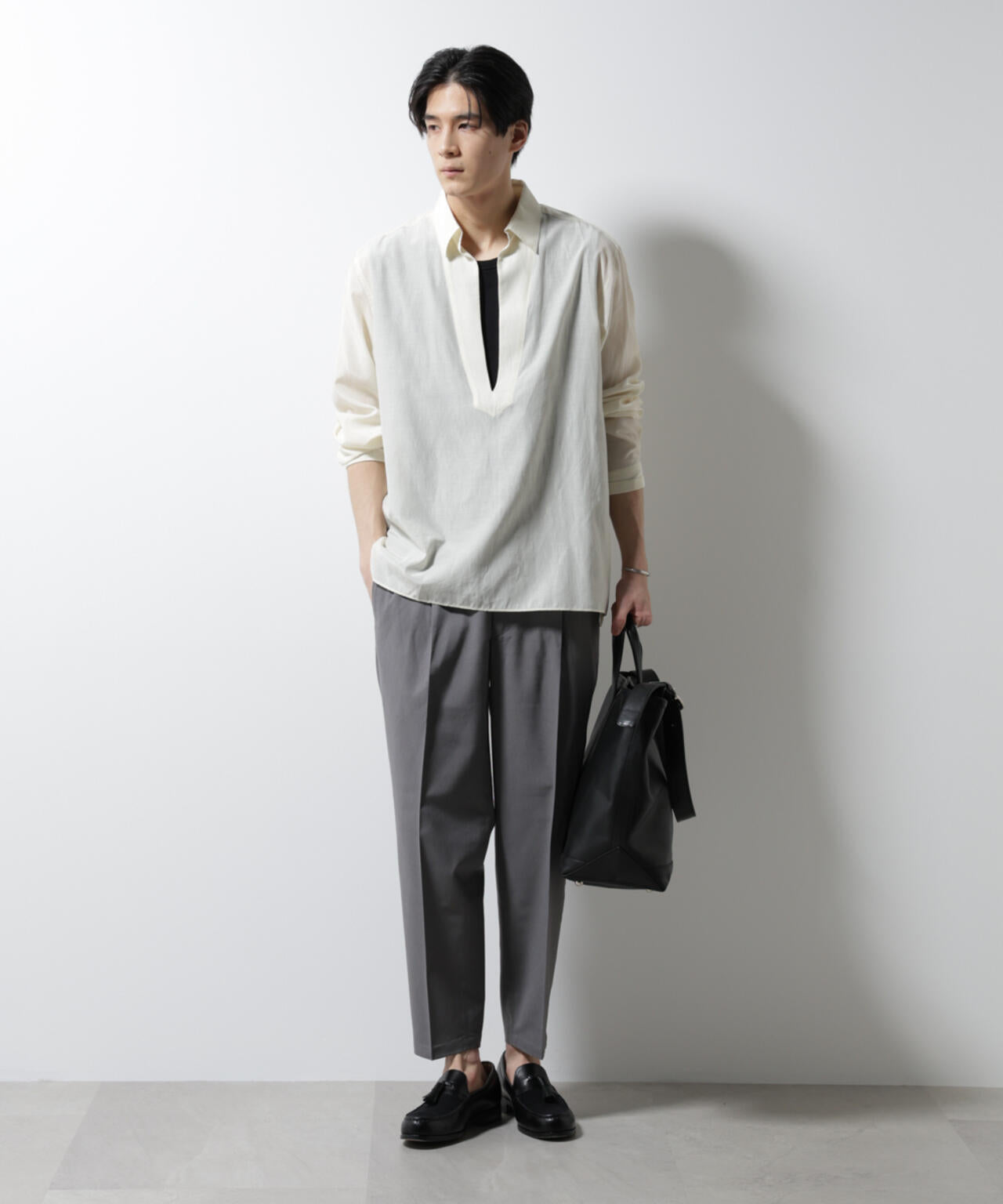 キュプラコットンバルーズシャツ 長袖 6685120223