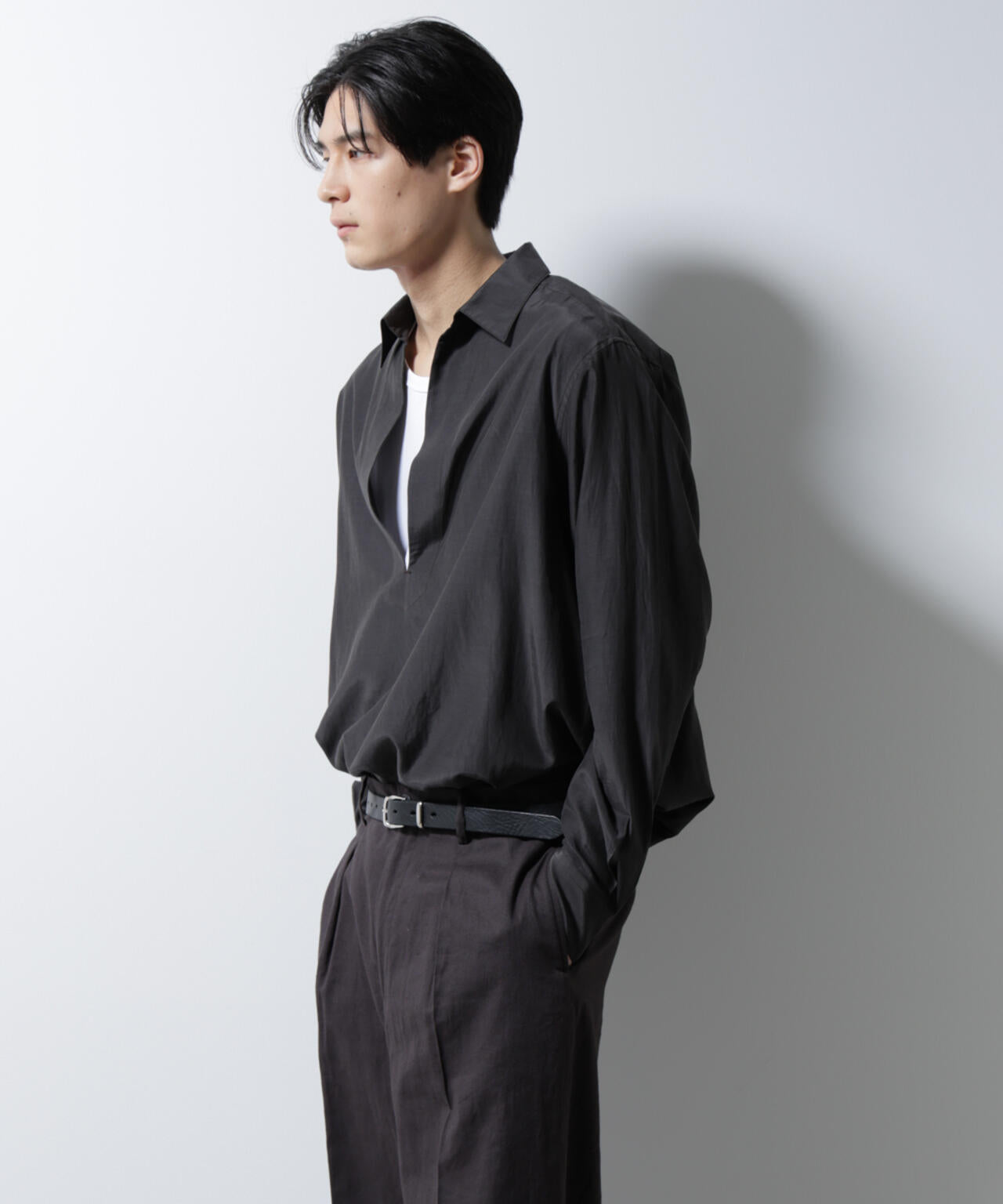 キュプラコットンバルーズシャツ 長袖 6685120223