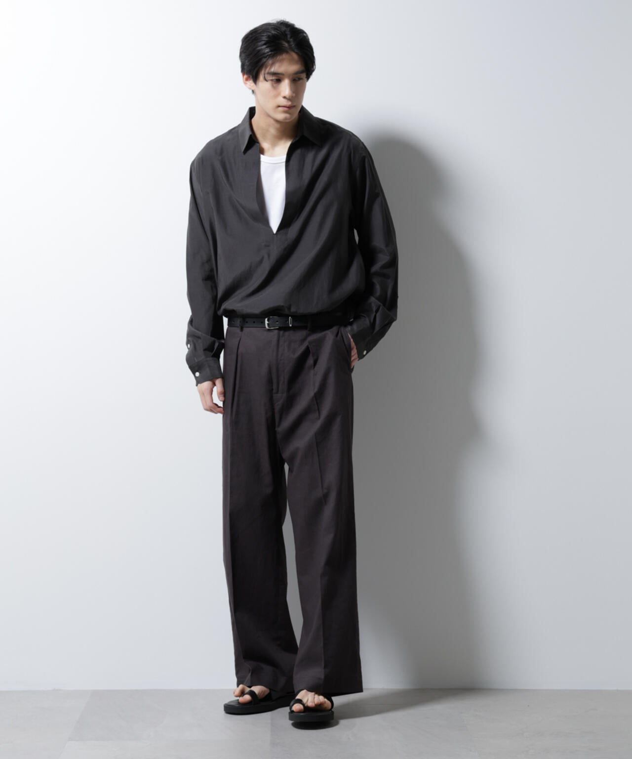 キュプラコットンバルーズシャツ 長袖 6685120223