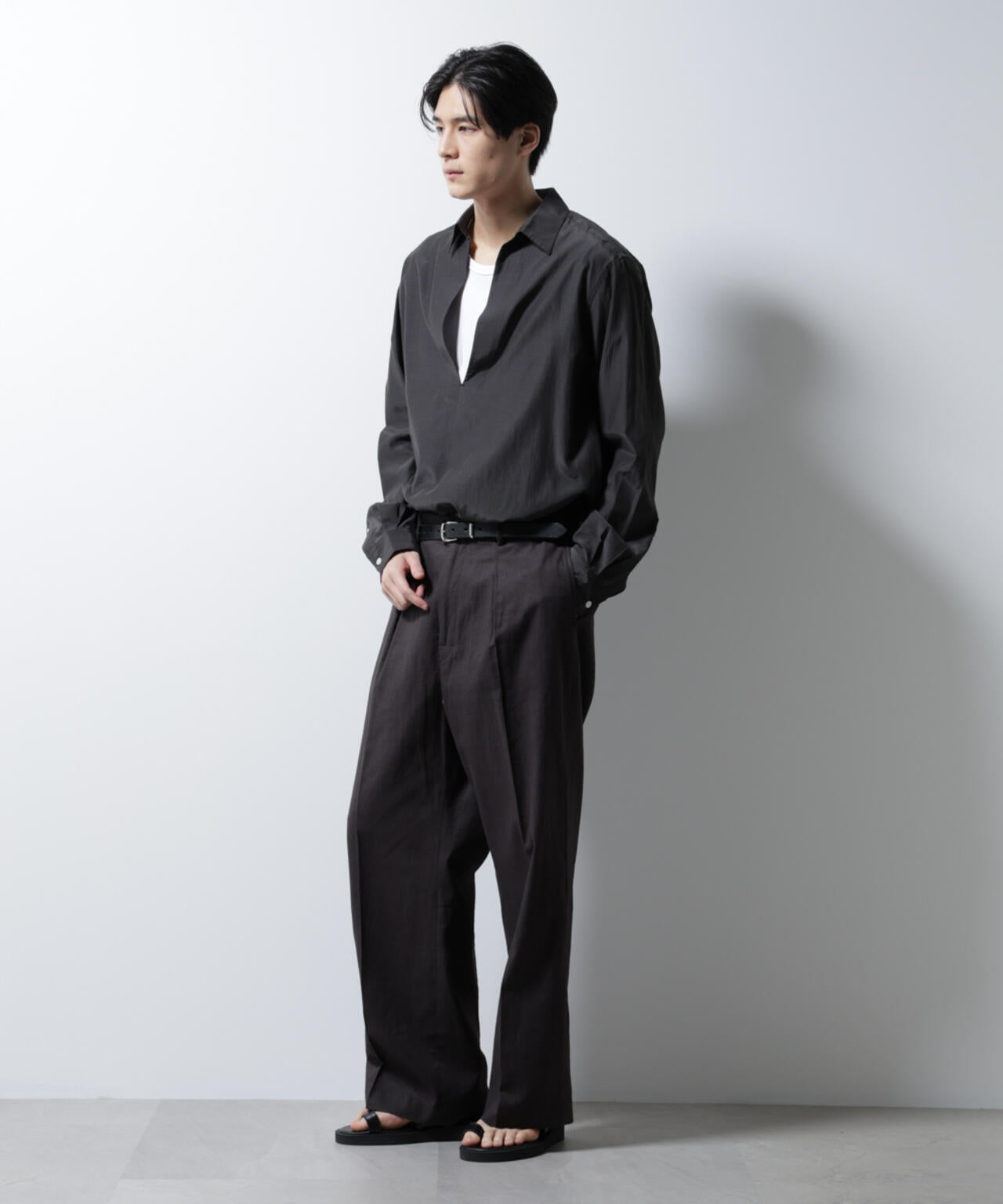 キュプラコットンバルーズシャツ 長袖 6685120223