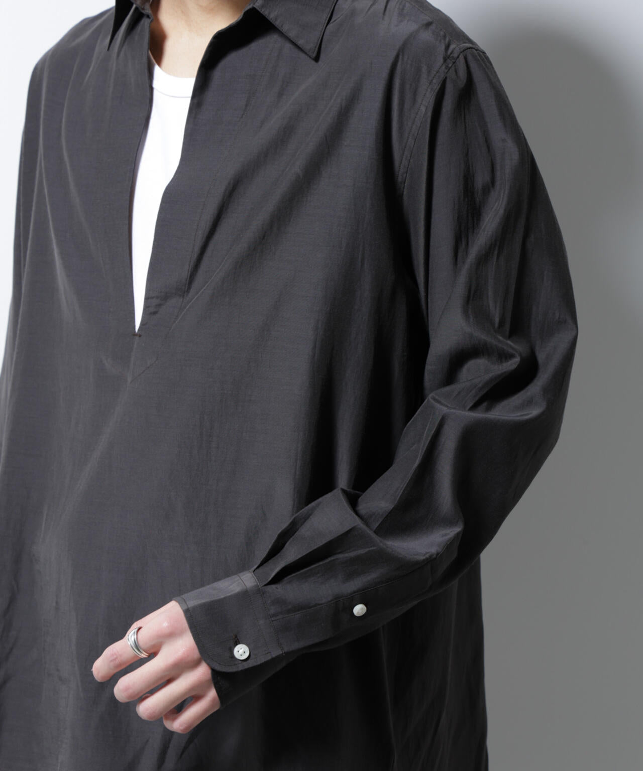 キュプラコットンバルーズシャツ 長袖 6685120223