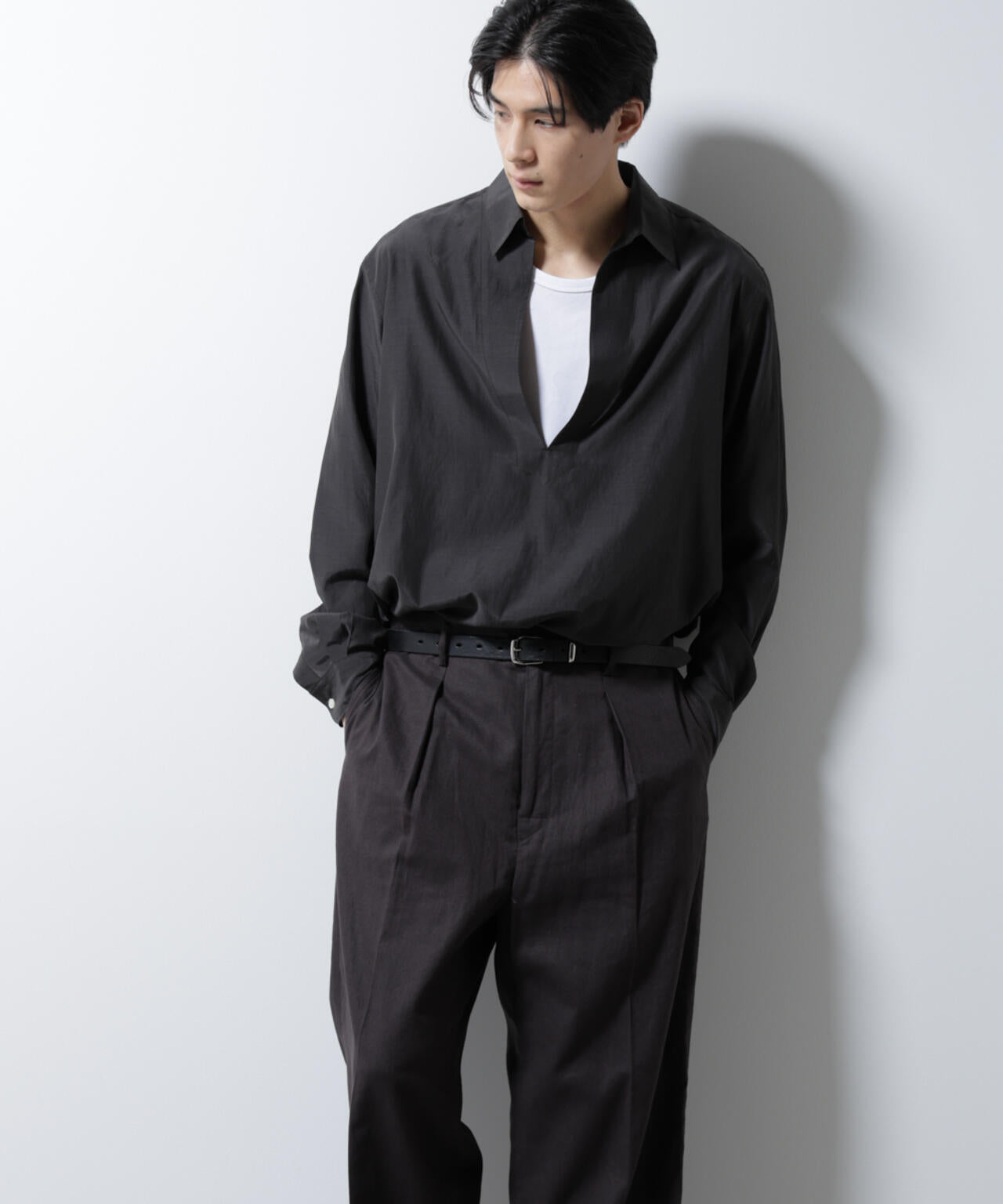 キュプラコットンバルーズシャツ 長袖 6685120223