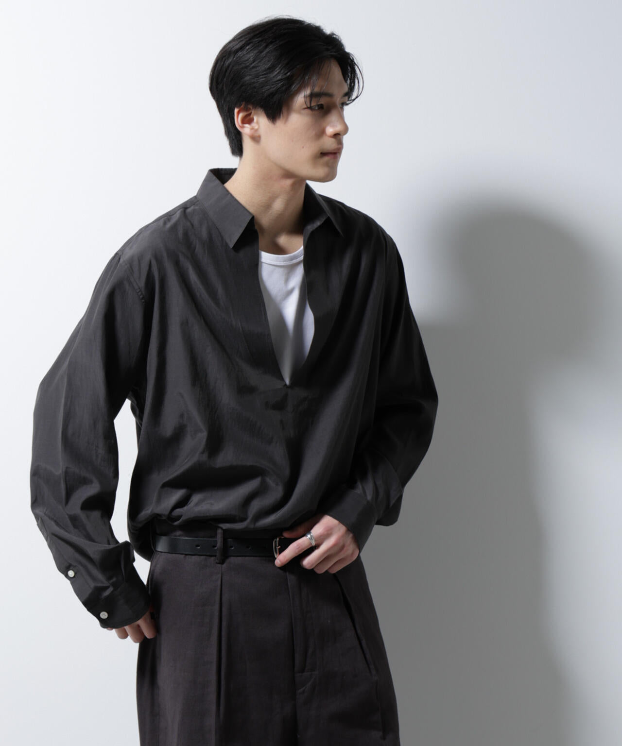 キュプラコットンバルーズシャツ 長袖 6685120223