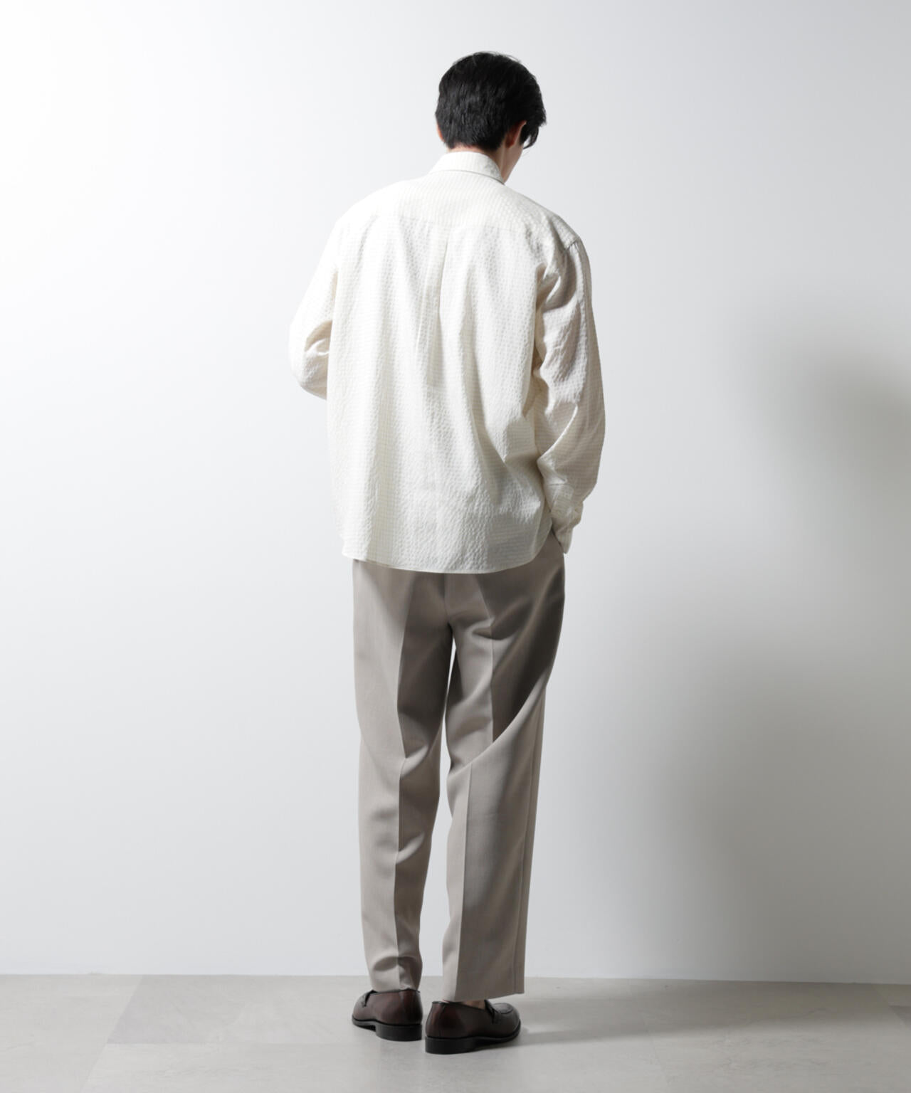 アセテートシアーギンガムチェックレギュラーカラーシャツ 長袖 6685120224