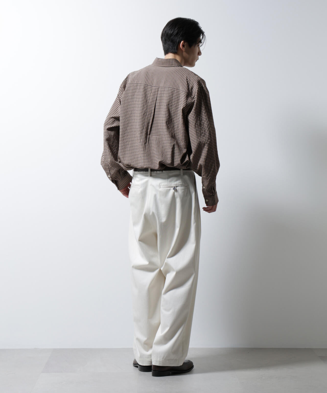 アセテートシアーギンガムチェックレギュラーカラーシャツ 長袖 6685120224