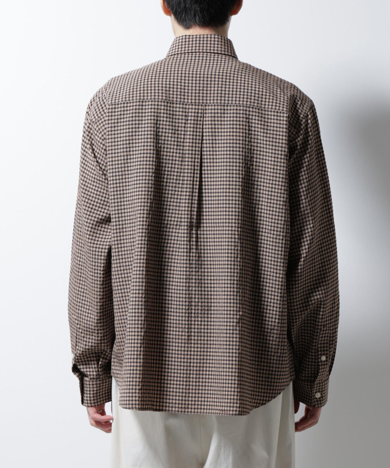 アセテートシアーギンガムチェックレギュラーカラーシャツ 長袖 6685120224