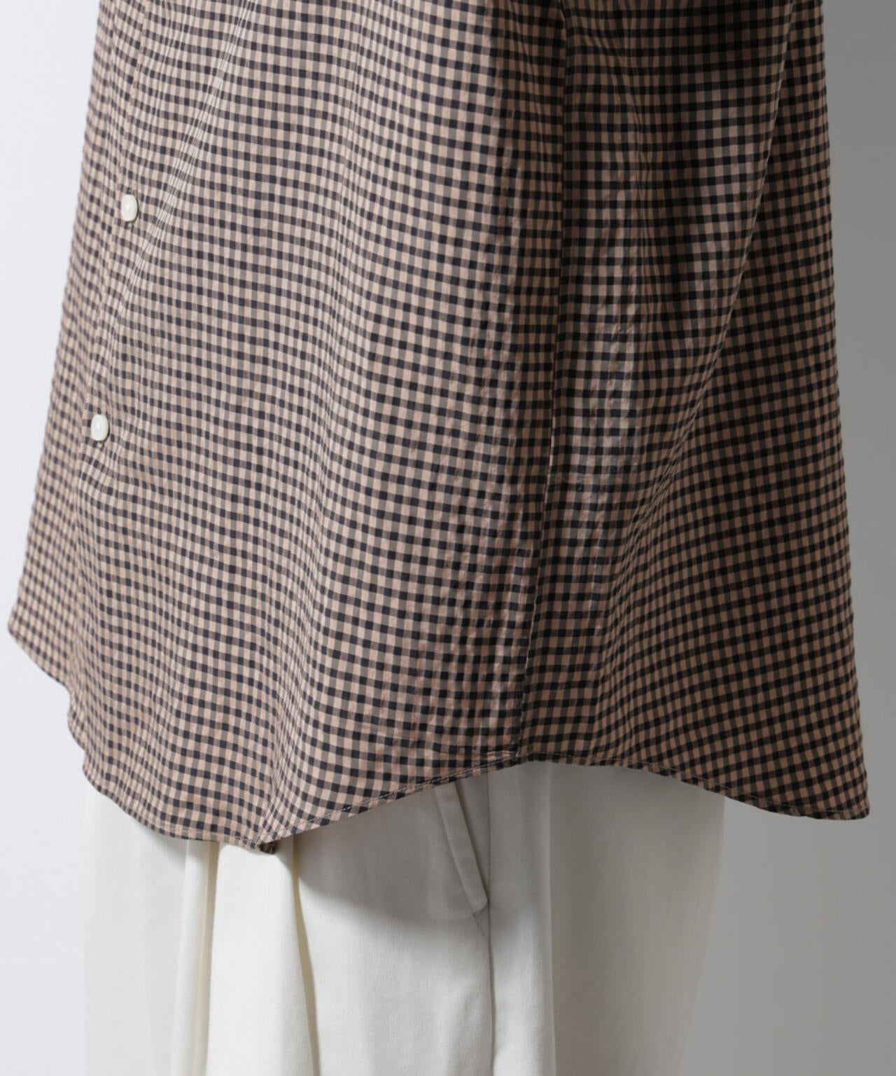 アセテートシアーギンガムチェックレギュラーカラーシャツ 長袖 6685120224